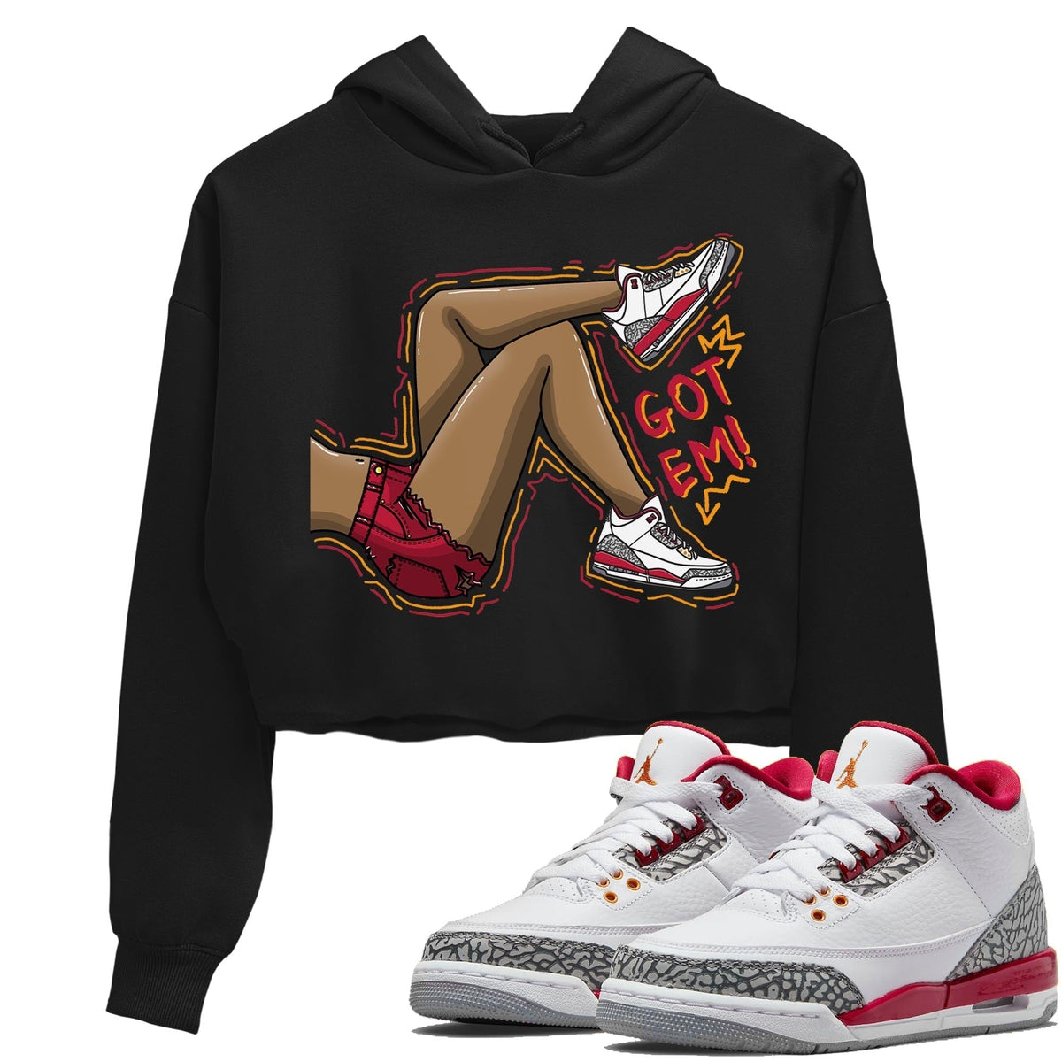 Jordan 3 Cardinal Sneaker Matching T-Shirt Got Em Legs Sneaker Tees Jordan 3 Cardinal Sneaker Release Tees Women's Shirts