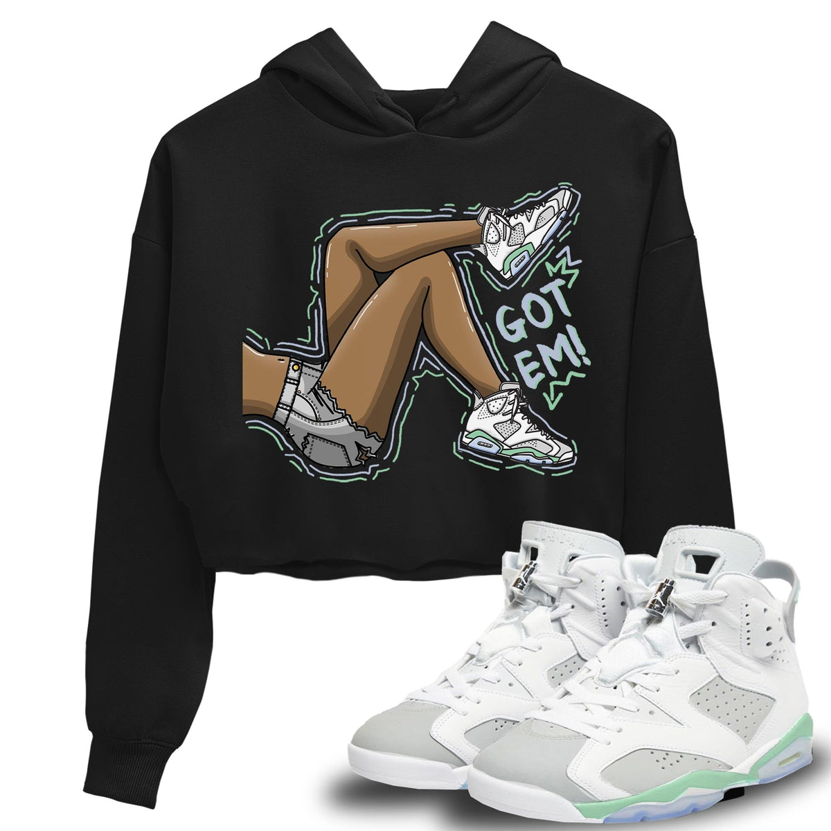 Jordan 6 Mint Foam Sneaker Matching T-Shirt Got Em Legs Sneaker Tees Jordan 6 Mint Foam Sneaker Release Tees Women's Shirts