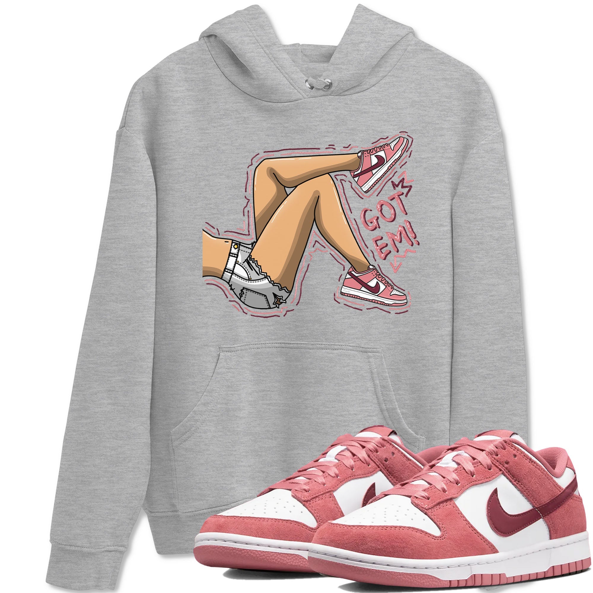 Dunk Valentine's Day shirt to match jordans Got Em Legs sneaker tees Dunks Valentine's Day Drip Gear Zone unisex cotton Heather Grey 1 crew neck shirt