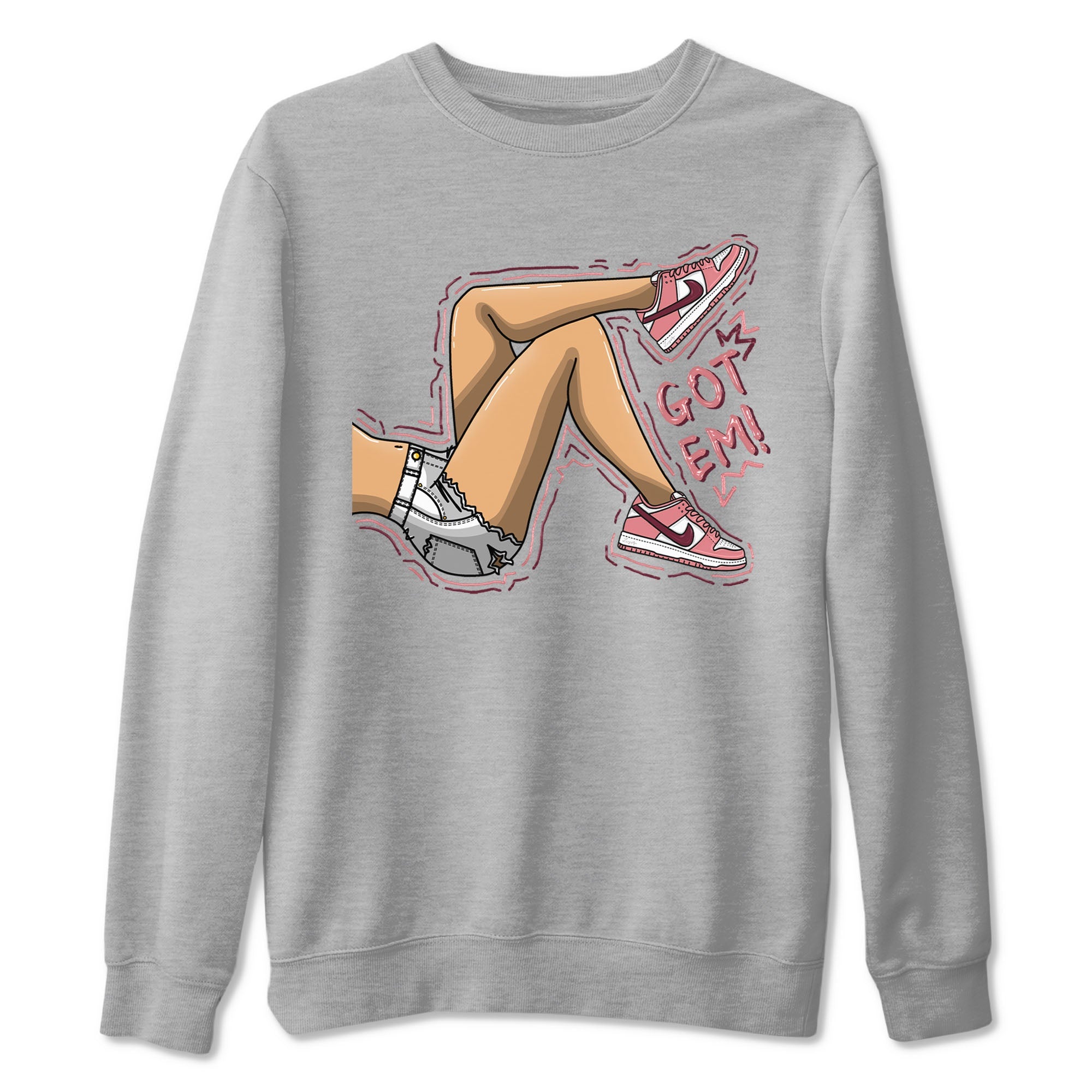 Dunk Valentine's Day shirt to match jordans Got Em Legs sneaker tees Dunks Valentine's Day Drip Gear Zone unisex cotton Heather Grey 2 crew neck shirt