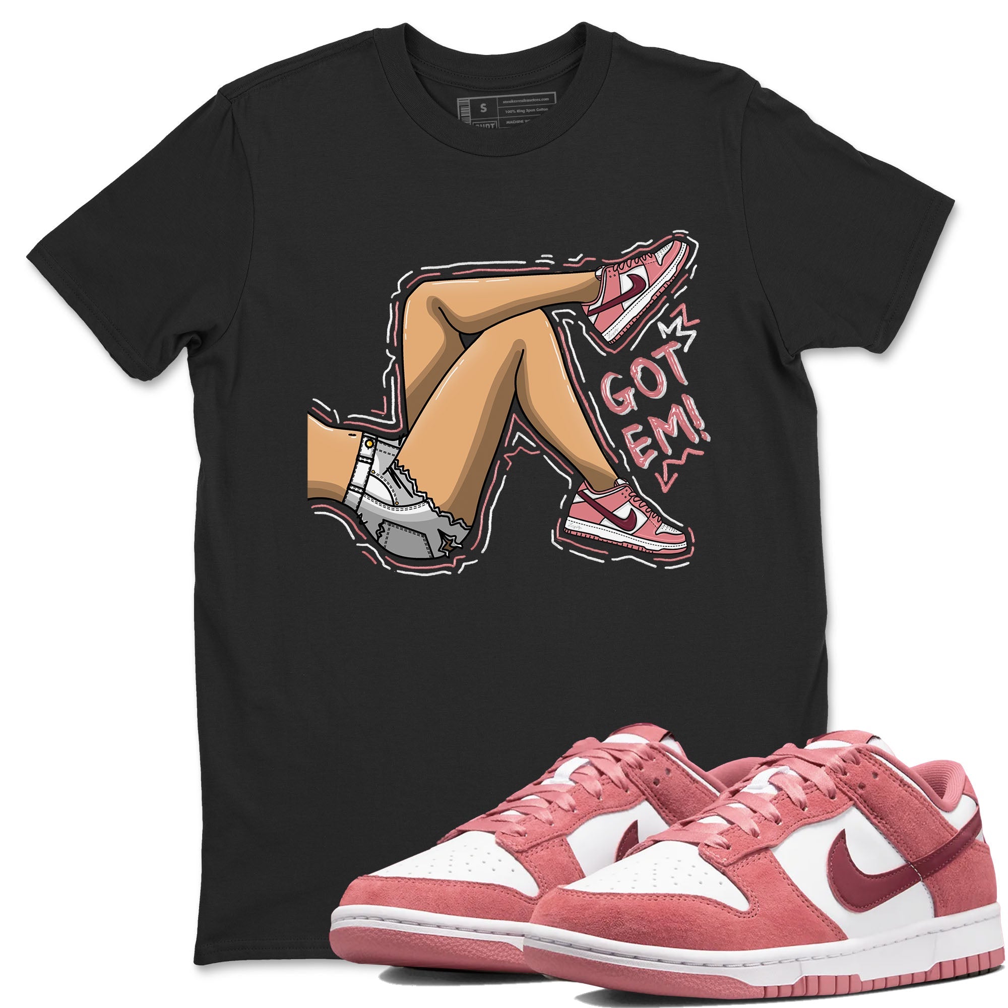 Dunk Valentine's Day shirt to match jordans Got Em Legs sneaker tees Dunks Valentine's Day Drip Gear Zone unisex cotton Black 1 crew neck shirt