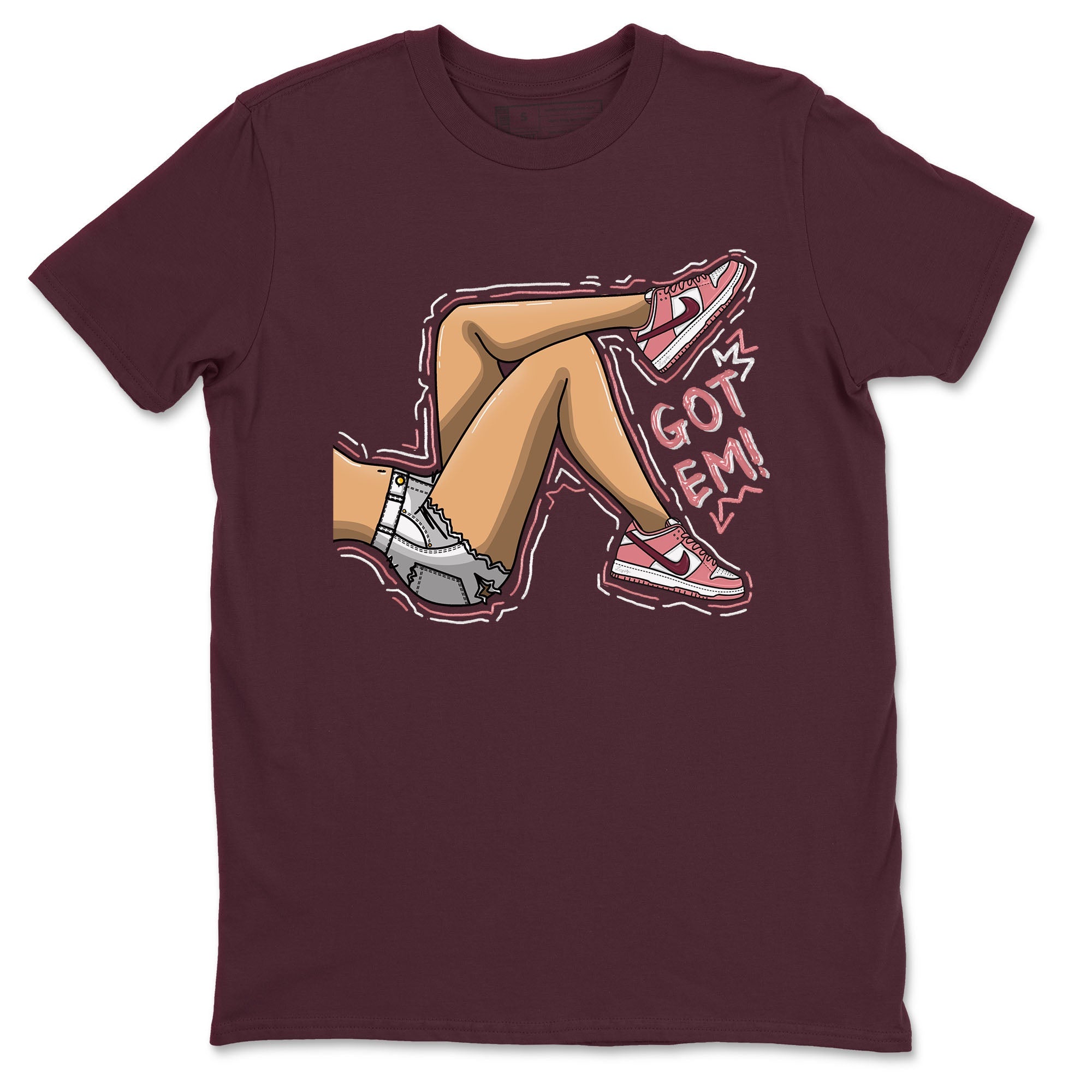 Dunk Valentine's Day shirt to match jordans Got Em Legs sneaker tees Dunks Valentine's Day Drip Gear Zone unisex cotton Maroon 2 crew neck shirt