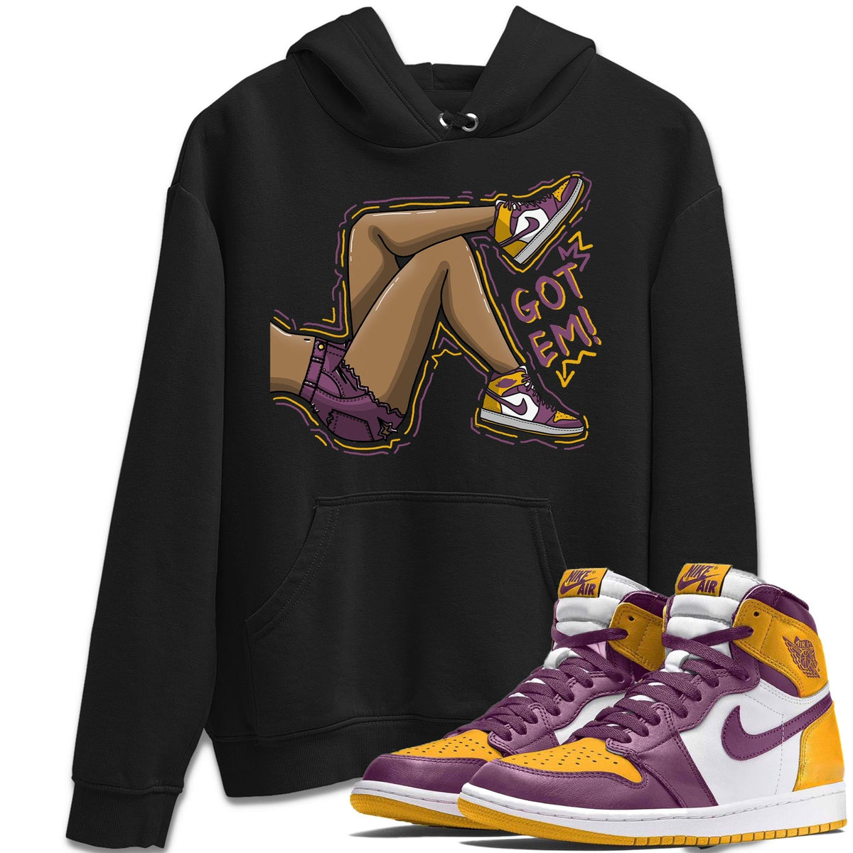 Jordan 1 Brotherhood Sneaker Matching T-Shirt Got Em Legs Sneaker Tees Jordan 1 Brotherhood Sneaker Release Tees Crew Neck Tees