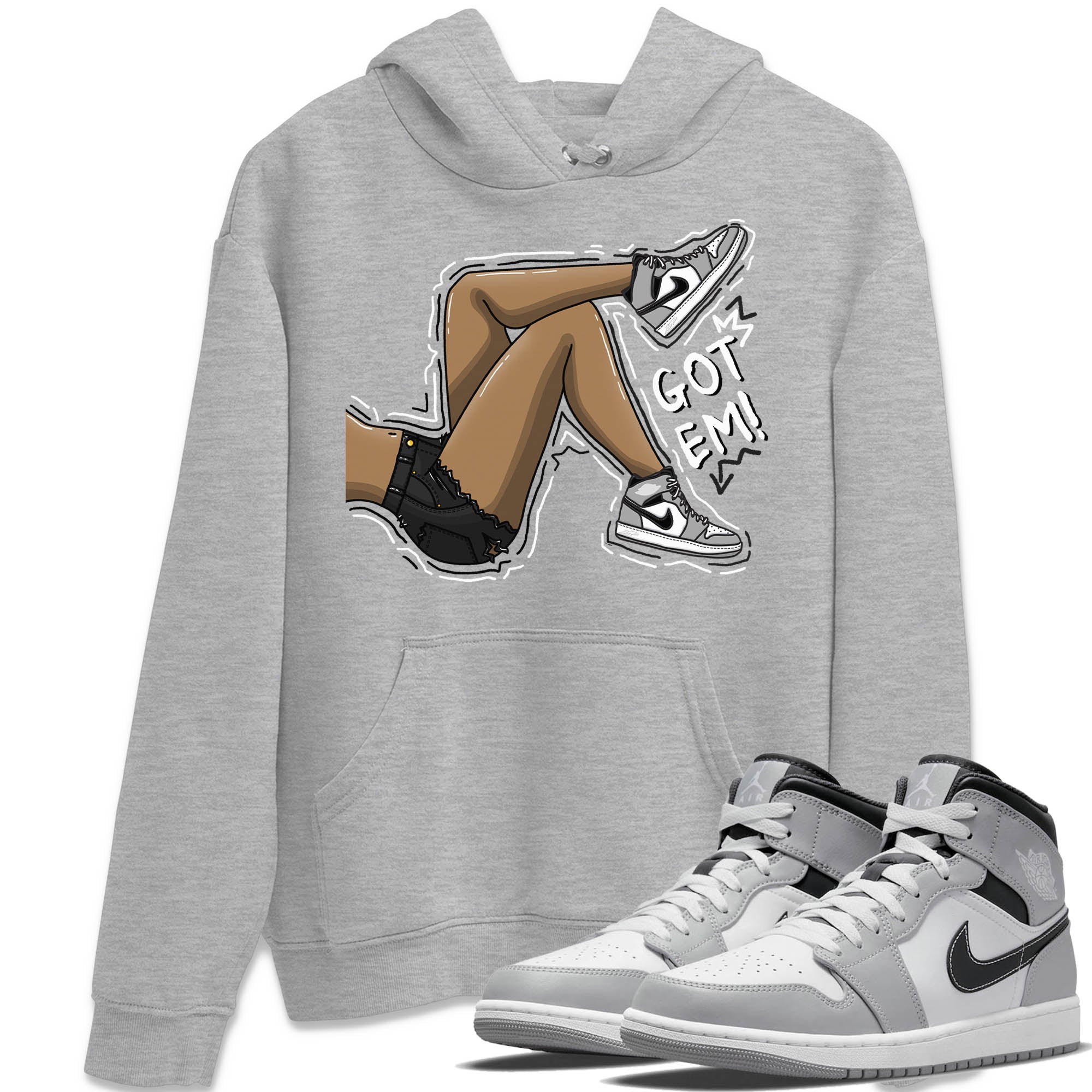 Jordan 1 Light Smoke Grey Sneaker Matching T-Shirt Got Em Legs Sneaker Tees Jordan 1 Light Smoke Grey Sneaker Release Tees Crew Neck Tees