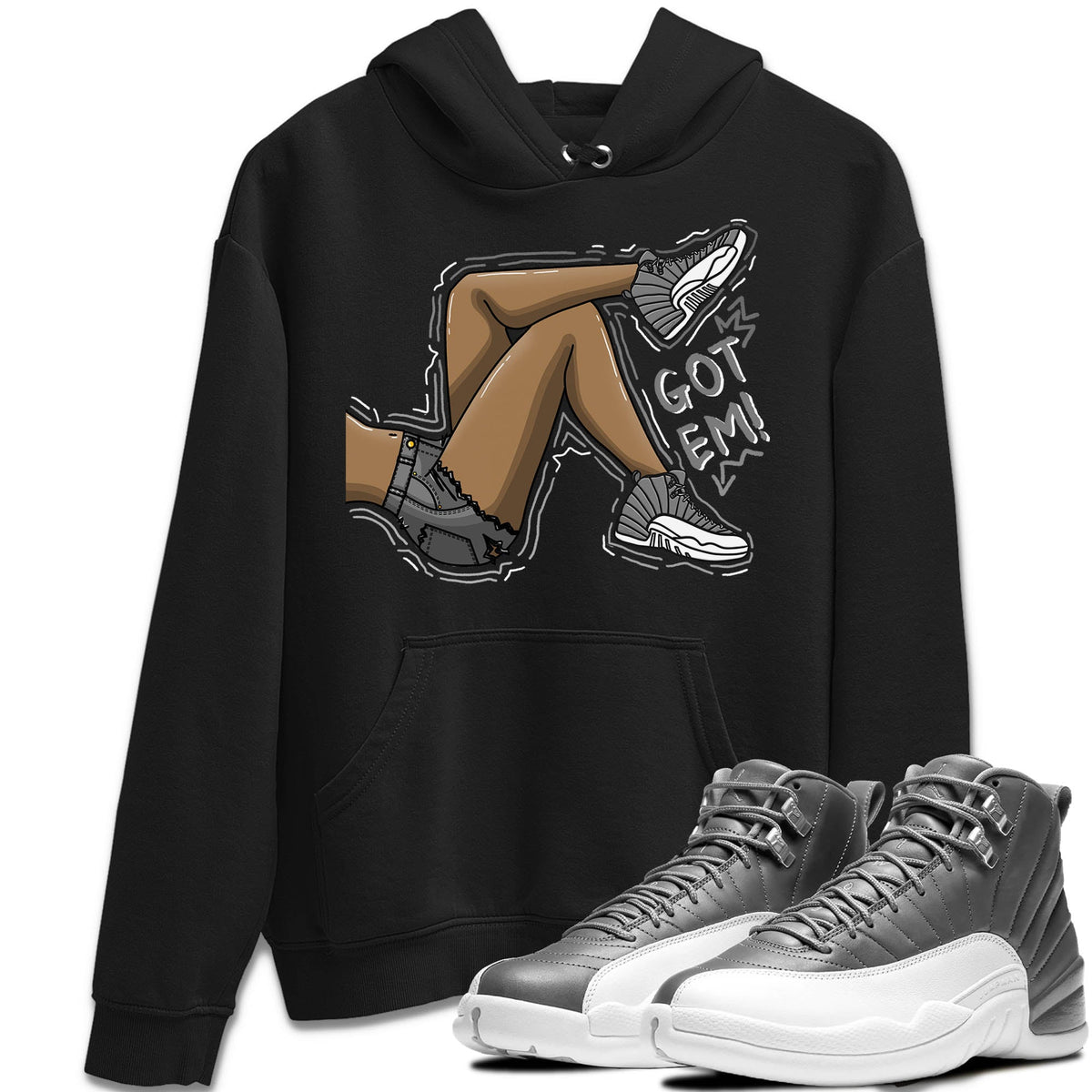 Jordan 12 Stealth Sneaker Matching T-Shirt Got Em Legs Sneaker Tees Jordan 12 Stealth Sneaker Release Tees Crew Neck Tees