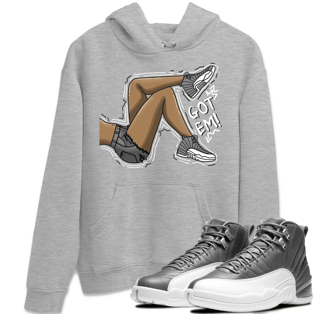 Jordan 12 Stealth Sneaker Matching T-Shirt Got Em Legs Sneaker Tees Jordan 12 Stealth Sneaker Release Tees Crew Neck Tees