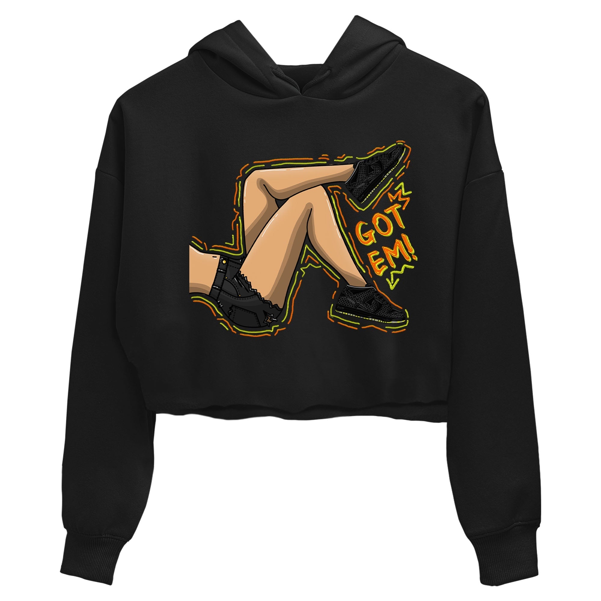 Nike Dunk Halloween shirt to match jordans Got Em Legs sneaker tees Nike Dunk Mid Halloween Drip Gear Zone Sneaker Matching Clothing Brand Black 2 Crop T-Shirt