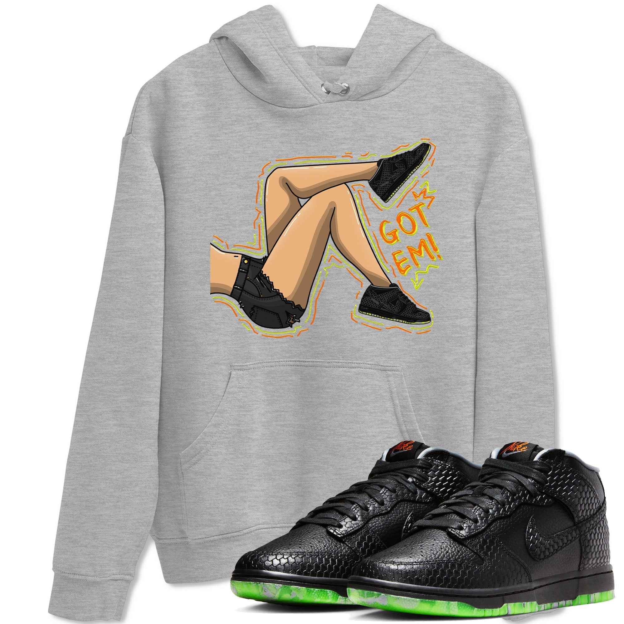 Nike Dunk Halloween shirt to match jordans Got Em Legs sneaker tees Nike Dunk Mid Halloween Drip Gear Zone Sneaker Matching Clothing Brand Unisex Sneaker Tee Heather Grey 1 T-Shirt