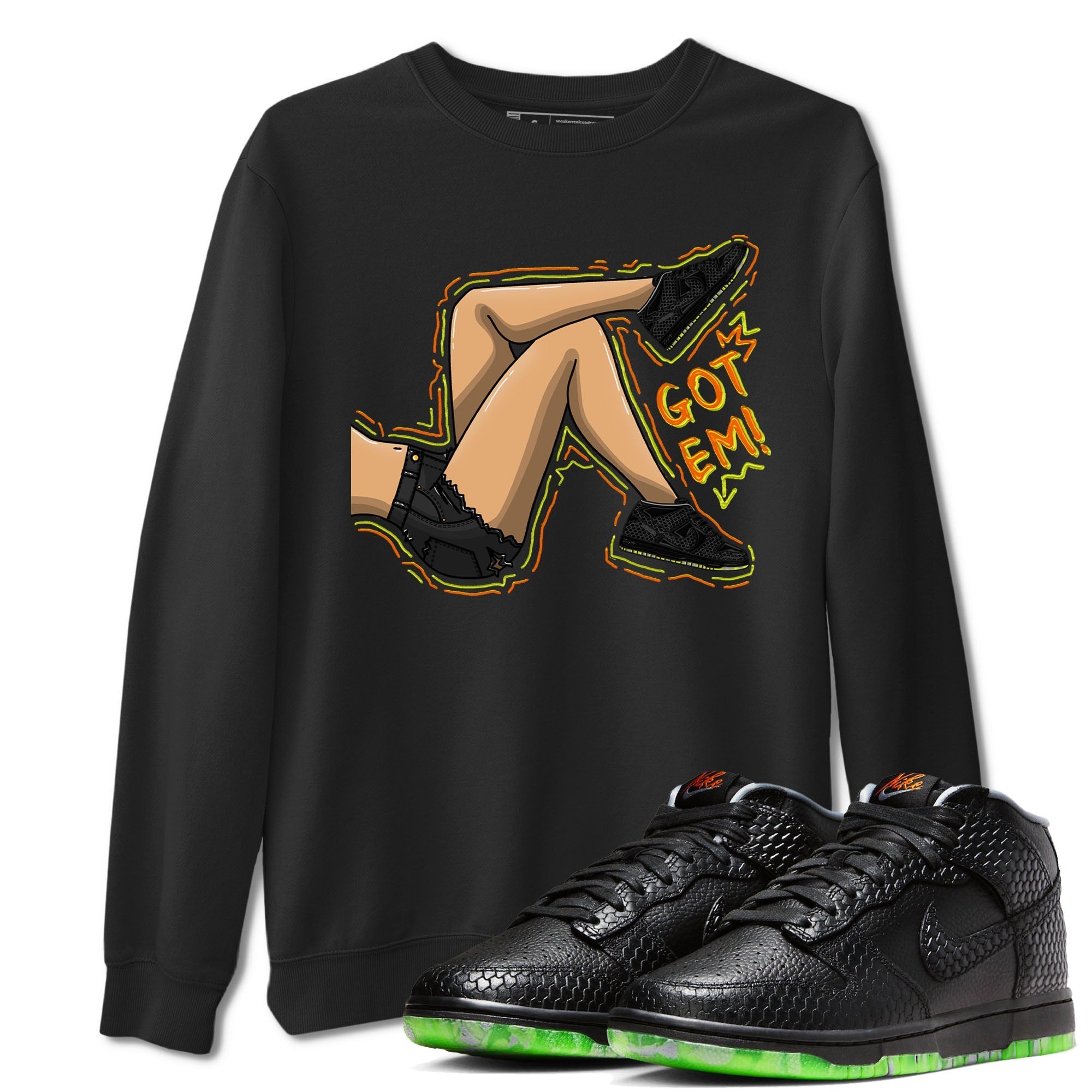 Nike Dunk Halloween shirt to match jordans Got Em Legs sneaker tees Nike Dunk Mid Halloween Drip Gear Zone Sneaker Matching Clothing Brand Unisex Sneaker Tee Black 1 T-Shirt