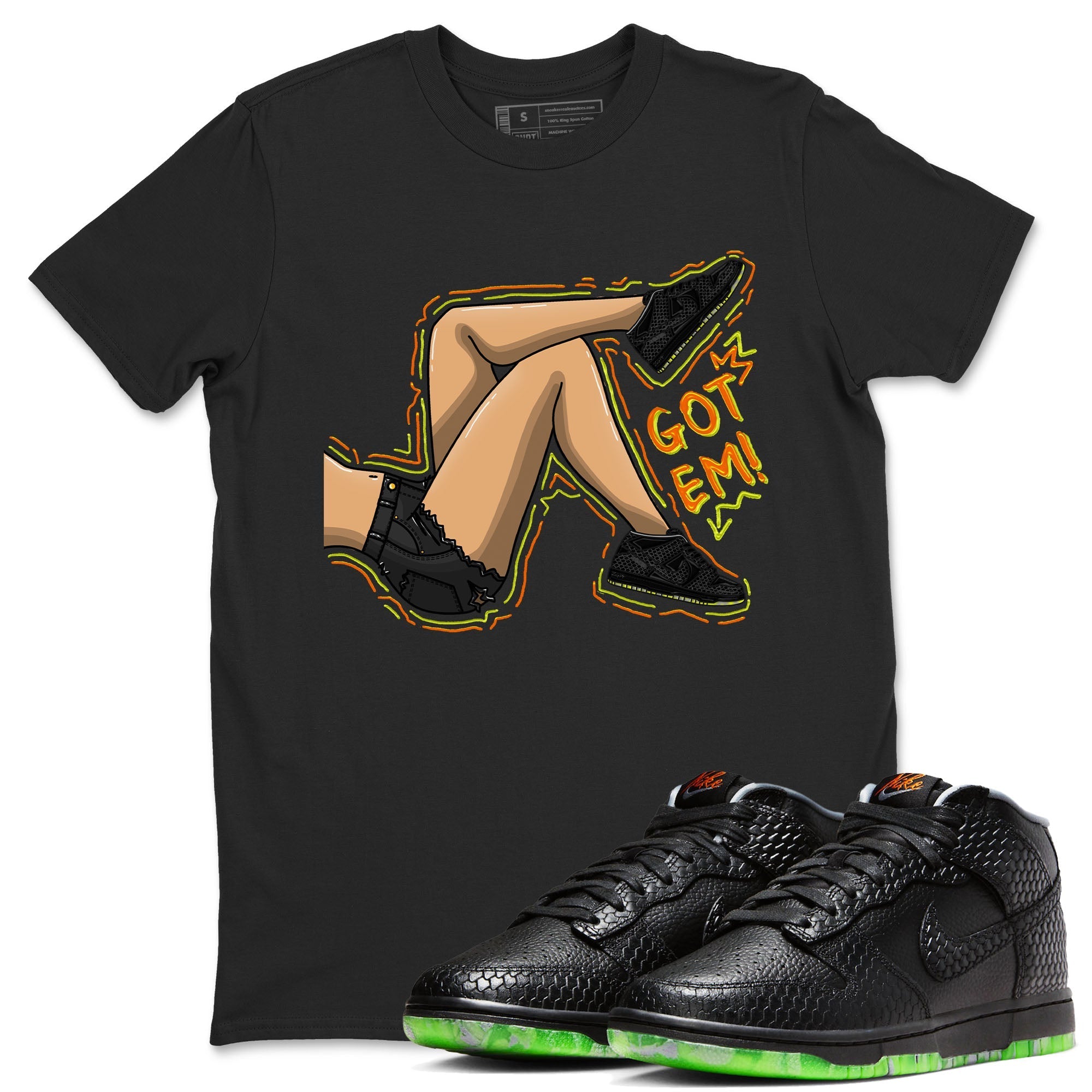 Nike Dunk Halloween shirt to match jordans Got Em Legs sneaker tees Nike Dunk Mid Halloween Drip Gear Zone Sneaker Matching Clothing Brand Unisex Sneaker Tee Black 1 T-Shirt