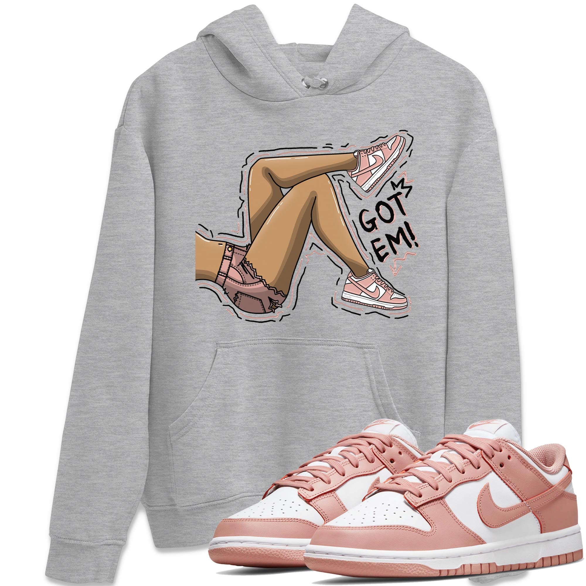 Nike Dunks Low Rose Whisper shirt to match jordans Got Em Legs Streetwear Sneaker Shirt Nike Dunk Rose Whisper Drip Gear Zone Sneaker Matching Clothing Unisex Heather Grey 1 T-Shirt