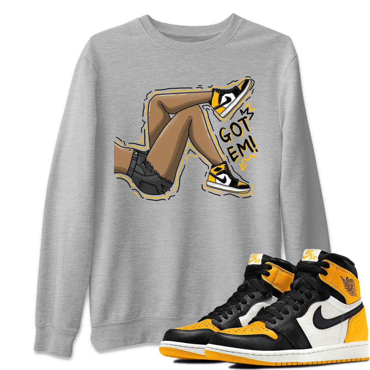 Jordan 1 Taxi Sneaker Matching T-Shirt Got Em Legs Sneaker Tees Jordan 1 Taxi Sneaker Release Tees Crew Neck Tees