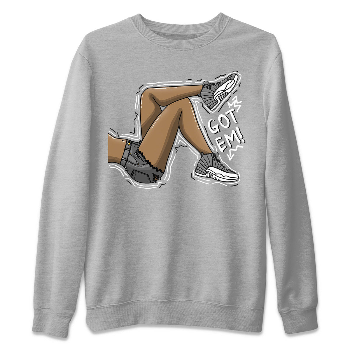 Jordan 12 Stealth Sneaker Matching T-Shirt Got Em Legs Sneaker Tees Jordan 12 Stealth Sneaker Release Tees Crew Neck Tees