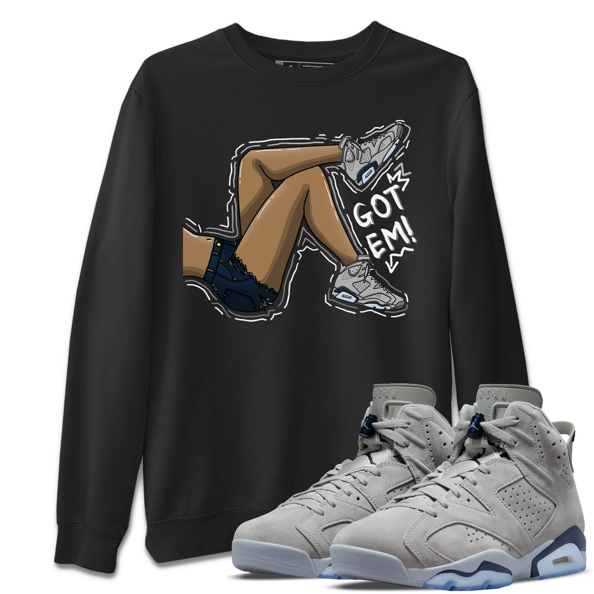 Jordan 6 Georgetown Sneaker Matching T-Shirt Got Em Legs Sneaker Tees Jordan 6 Georgetown Sneaker Release Tees Crew Neck Tees