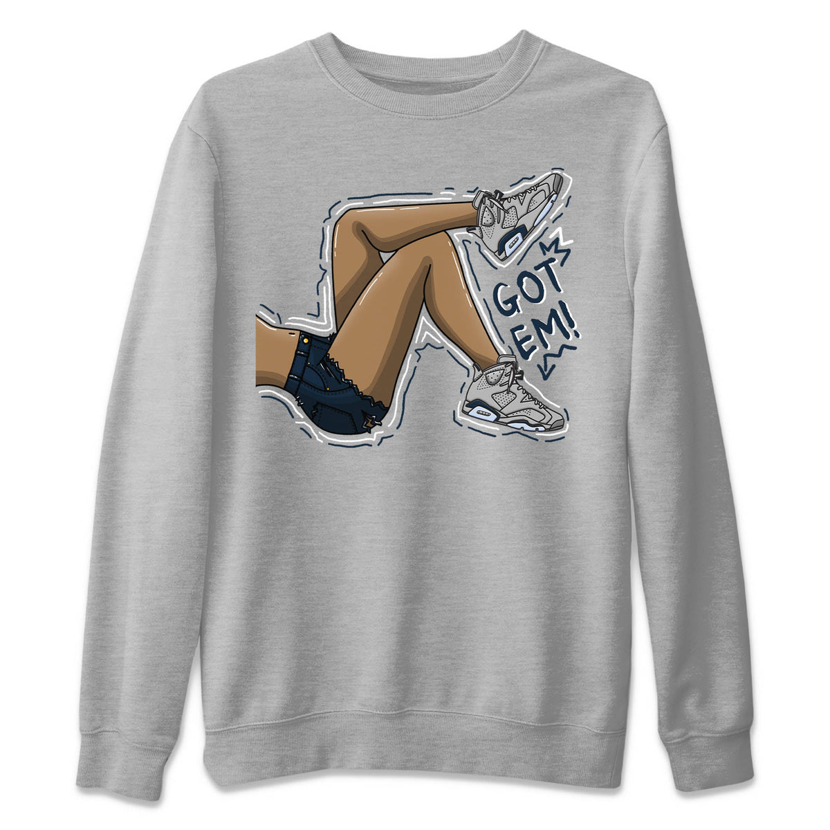 Jordan 6 Georgetown Sneaker Matching T-Shirt Got Em Legs Sneaker Tees Jordan 6 Georgetown Sneaker Release Tees Crew Neck Tees