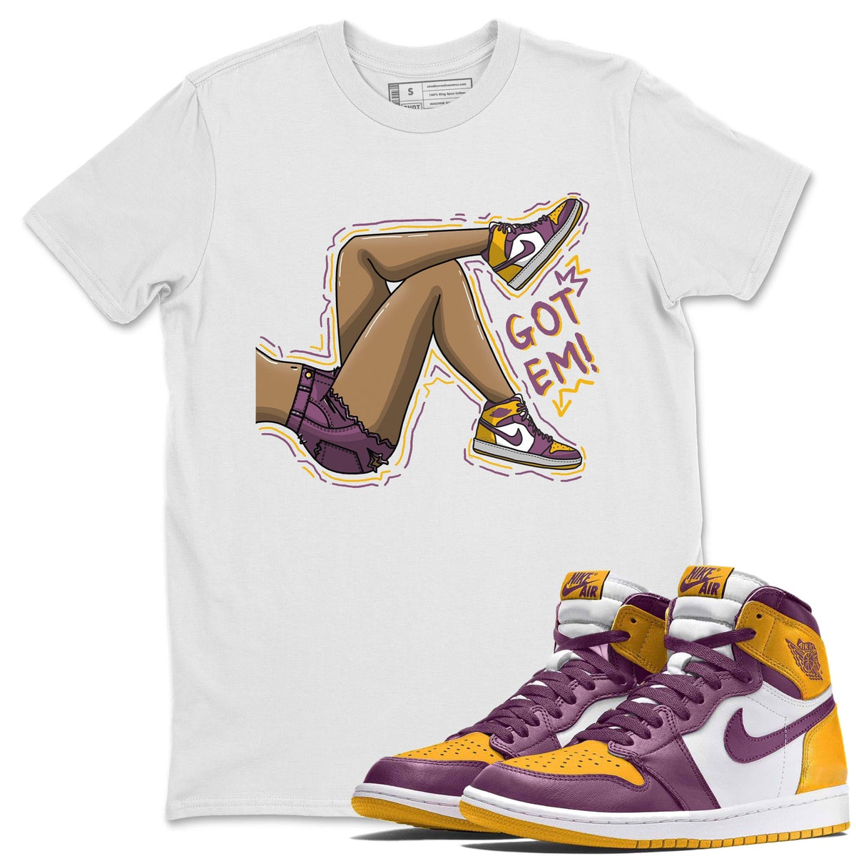 Jordan 1 Brotherhood Sneaker Matching T-Shirt Got Em Legs Sneaker Tees Jordan 1 Brotherhood Sneaker Release Tees Crew Neck Tees
