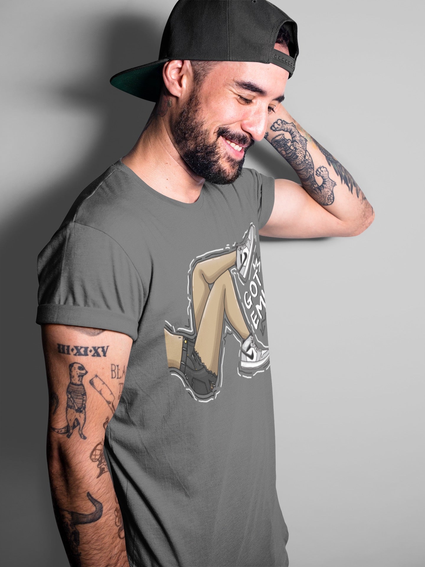 Jordan 1 Light Smoke Grey Sneaker Matching T-Shirt Got Em Legs Sneaker Tees Jordan 1 Light Smoke Grey Sneaker Release Tees Crew Neck Tees