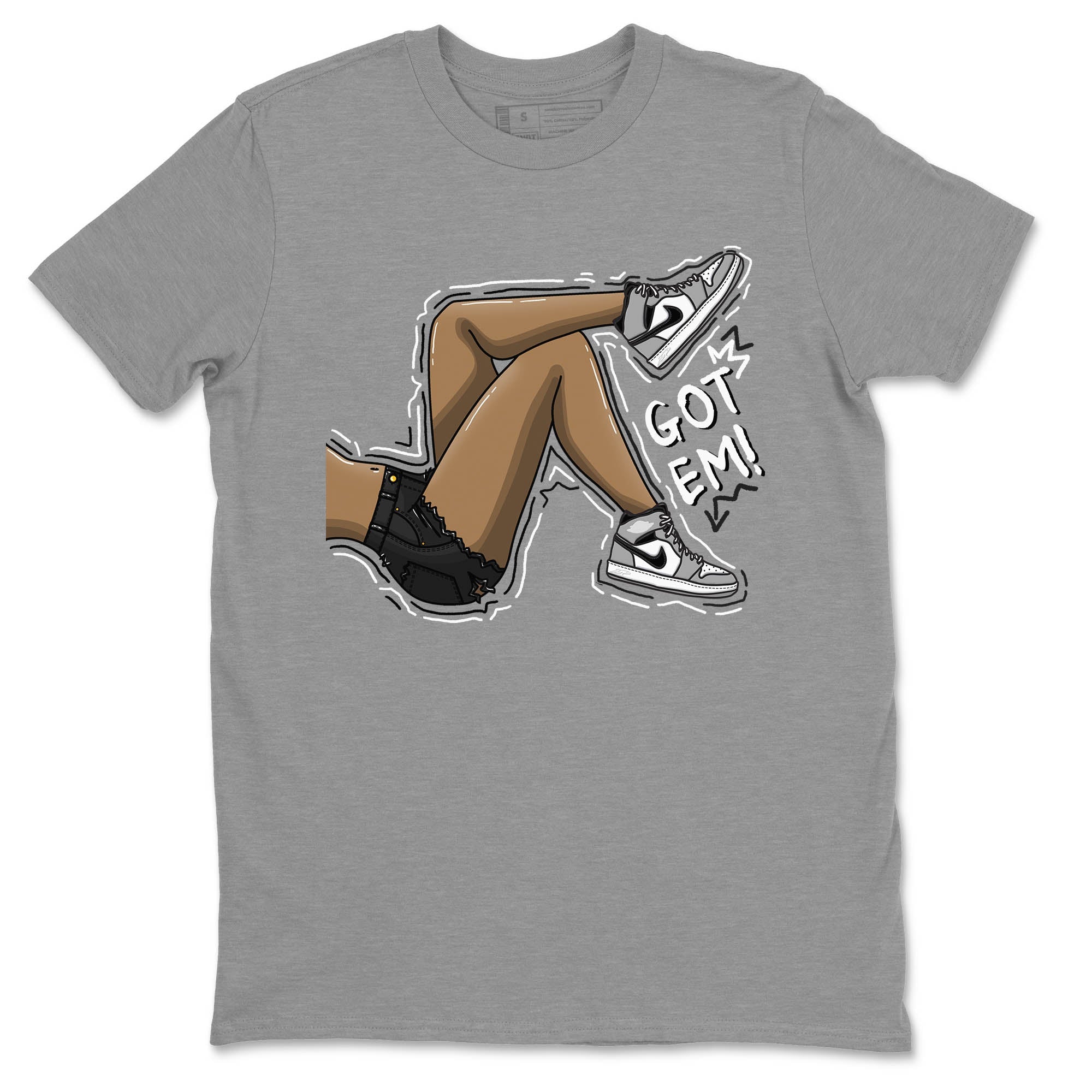 Jordan 1 Light Smoke Grey Sneaker Matching T-Shirt Got Em Legs Sneaker Tees Jordan 1 Light Smoke Grey Sneaker Release Tees Crew Neck Tees