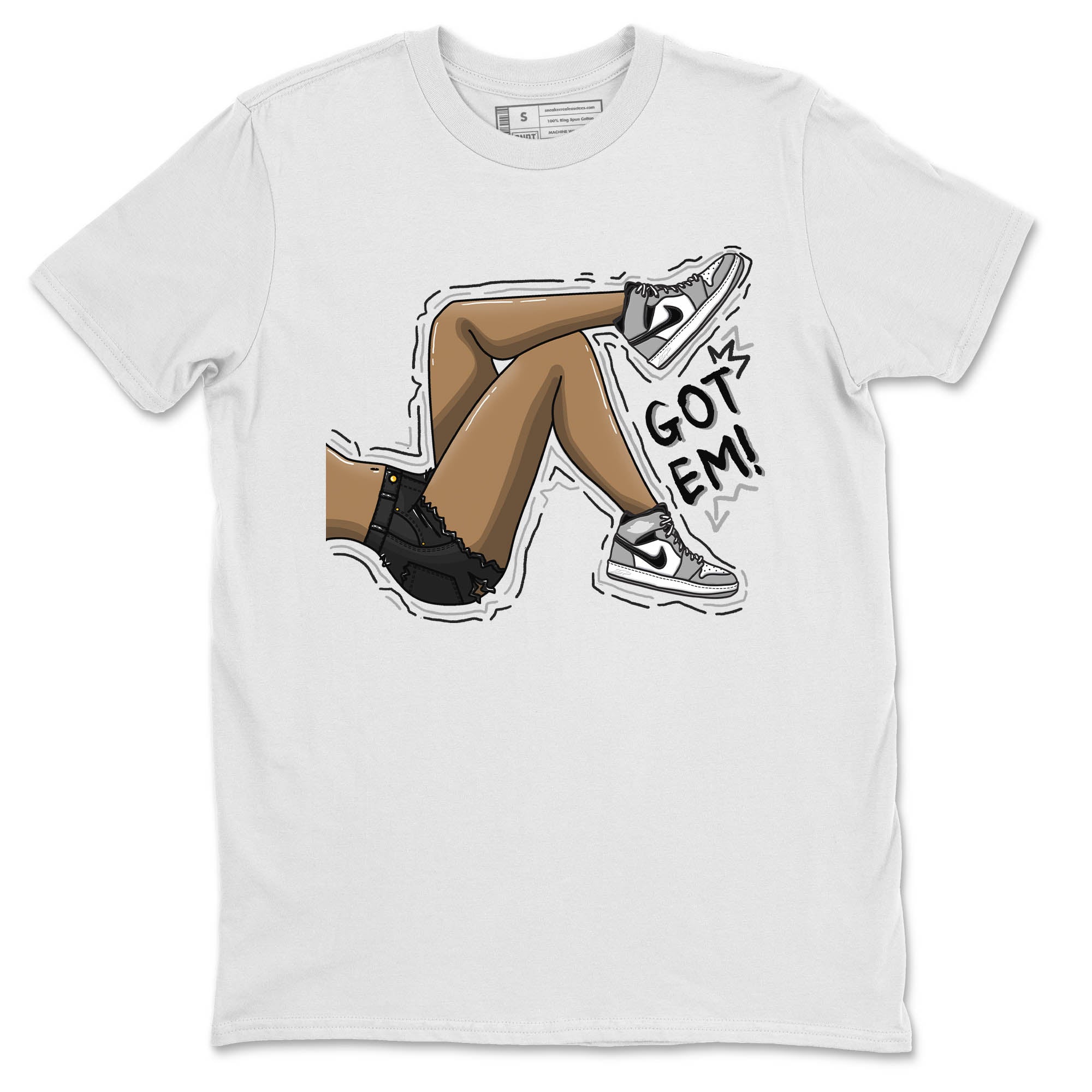 Jordan 1 Light Smoke Grey Sneaker Matching T-Shirt Got Em Legs Sneaker Tees Jordan 1 Light Smoke Grey Sneaker Release Tees Crew Neck Tees