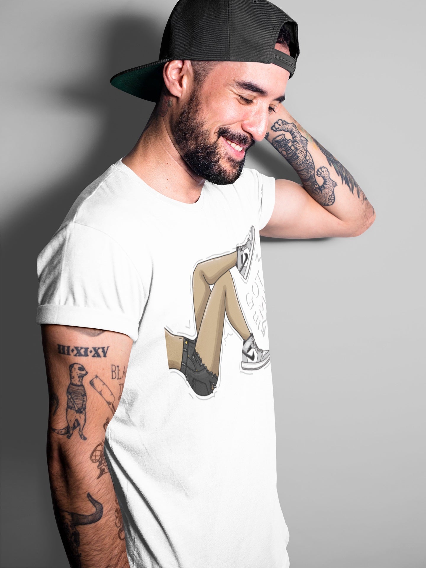 Jordan 1 Light Smoke Grey Sneaker Matching T-Shirt Got Em Legs Sneaker Tees Jordan 1 Light Smoke Grey Sneaker Release Tees Crew Neck Tees