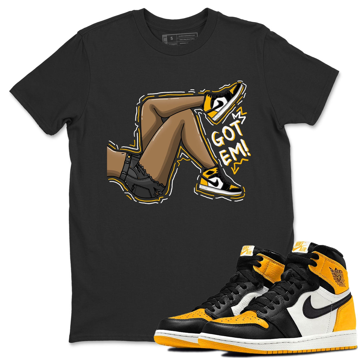 Jordan 1 Taxi Sneaker Matching T-Shirt Got Em Legs Sneaker Tees Jordan 1 Taxi Sneaker Release Tees Crew Neck Tees