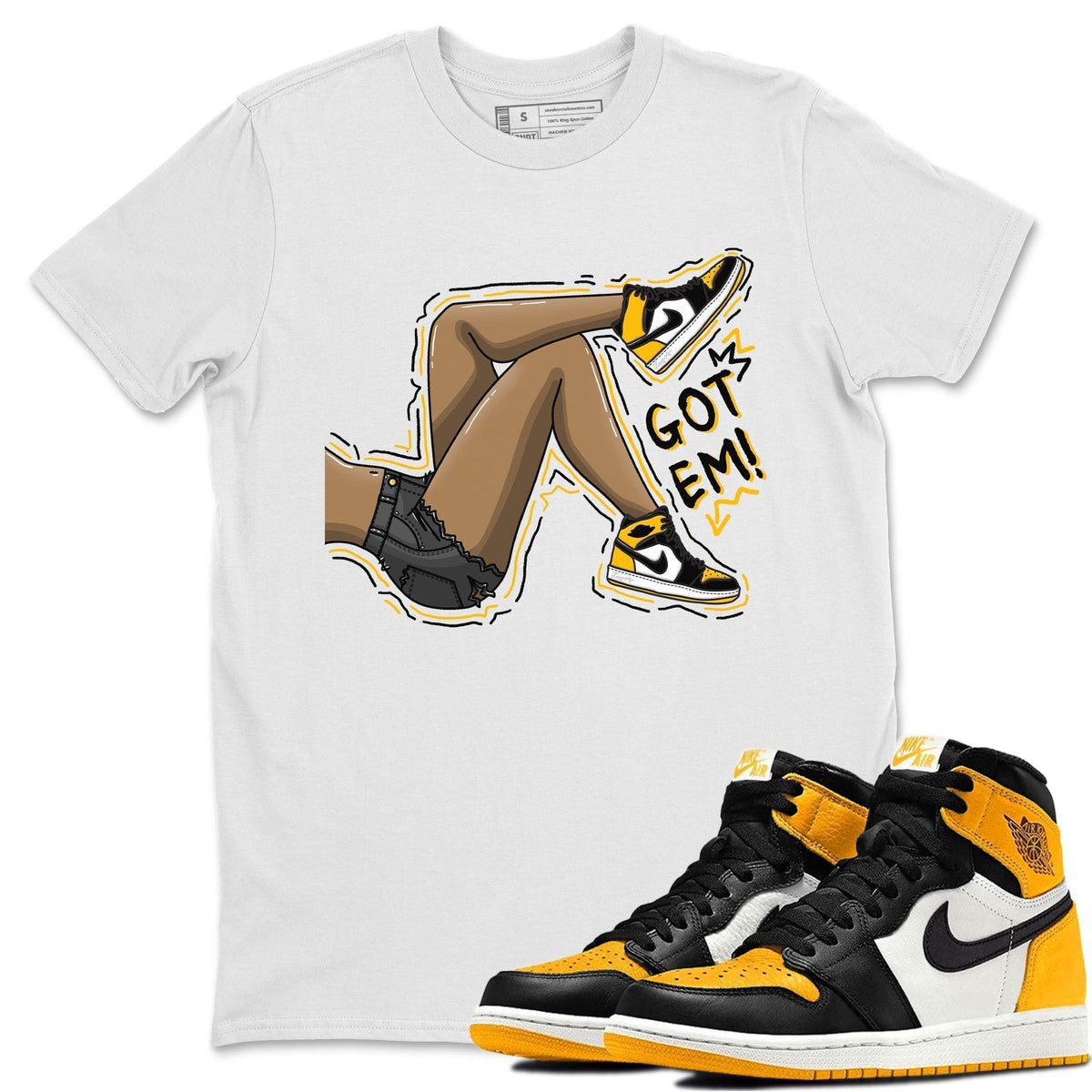 Jordan 1 Taxi Sneaker Matching T-Shirt Got Em Legs Sneaker Tees Jordan 1 Taxi Sneaker Release Tees Crew Neck Tees