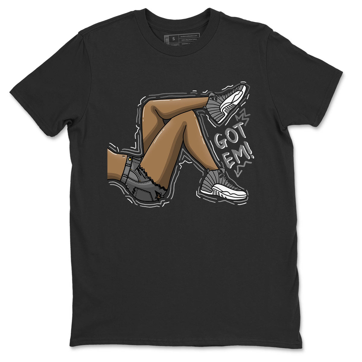 Jordan 12 Stealth Sneaker Matching T-Shirt Got Em Legs Sneaker Tees Jordan 12 Stealth Sneaker Release Tees Crew Neck Tees