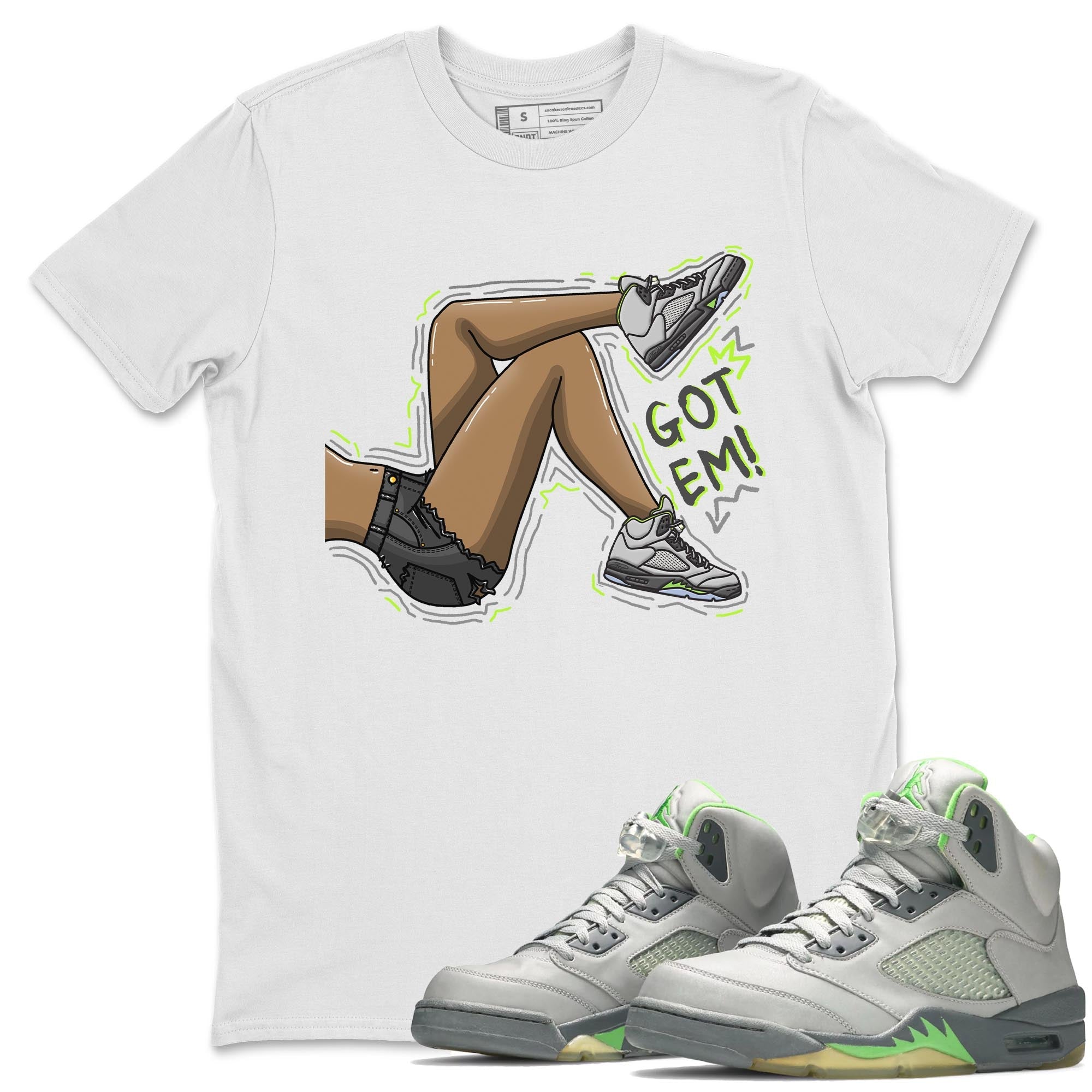 Jordan 5 Green Bean Sneaker Matching T-Shirt Got Em Legs Sneaker Tees Jordan 5 Green Bean Sneaker Release Tees Crew Neck Tees