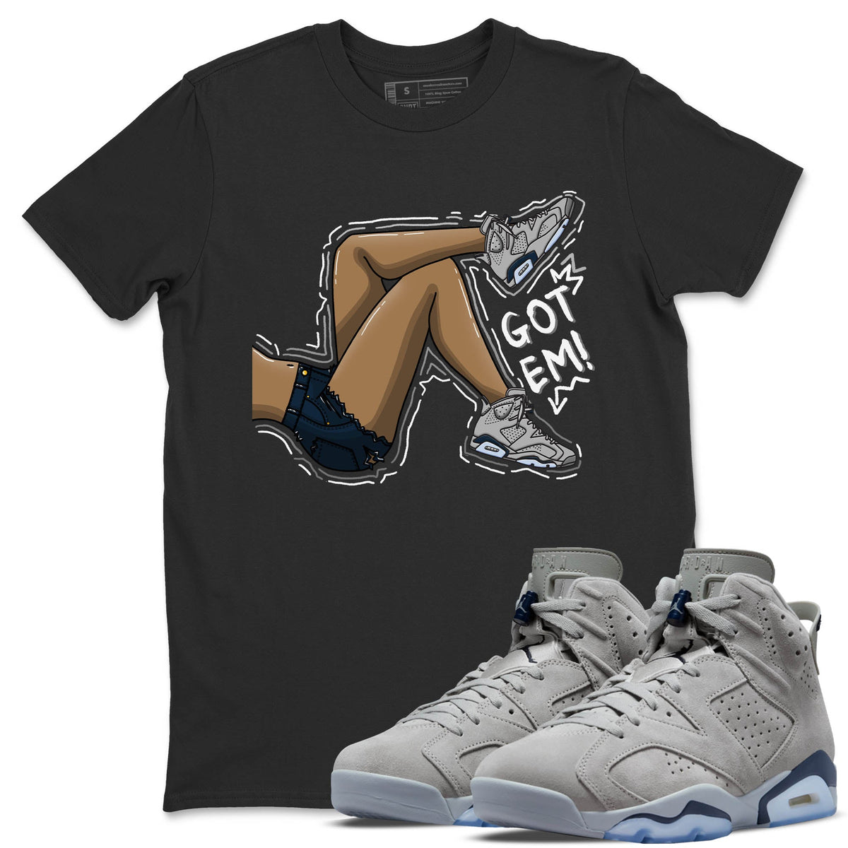 Jordan 6 Georgetown Sneaker Matching T-Shirt Got Em Legs Sneaker Tees Jordan 6 Georgetown Sneaker Release Tees Crew Neck Tees