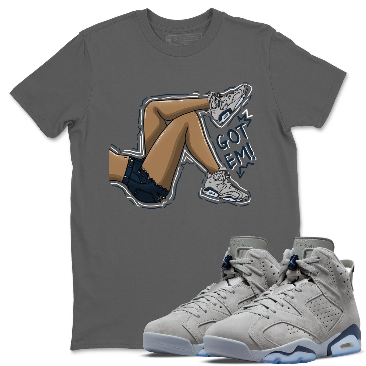 Jordan 6 Georgetown Sneaker Matching T-Shirt Got Em Legs Sneaker Tees Jordan 6 Georgetown Sneaker Release Tees Crew Neck Tees