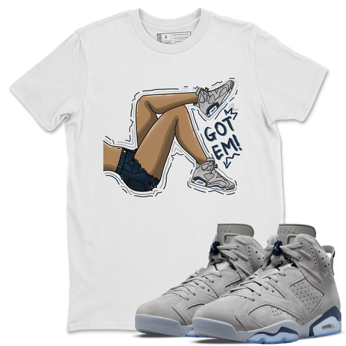 Jordan 6 Georgetown Sneaker Matching T-Shirt Got Em Legs Sneaker Tees Jordan 6 Georgetown Sneaker Release Tees Crew Neck Tees