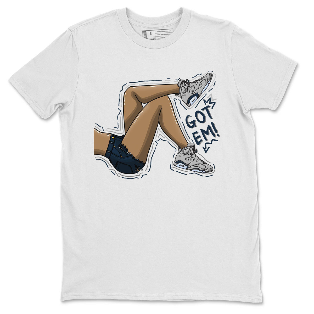 Jordan 6 Georgetown Sneaker Matching T-Shirt Got Em Legs Sneaker Tees Jordan 6 Georgetown Sneaker Release Tees Crew Neck Tees