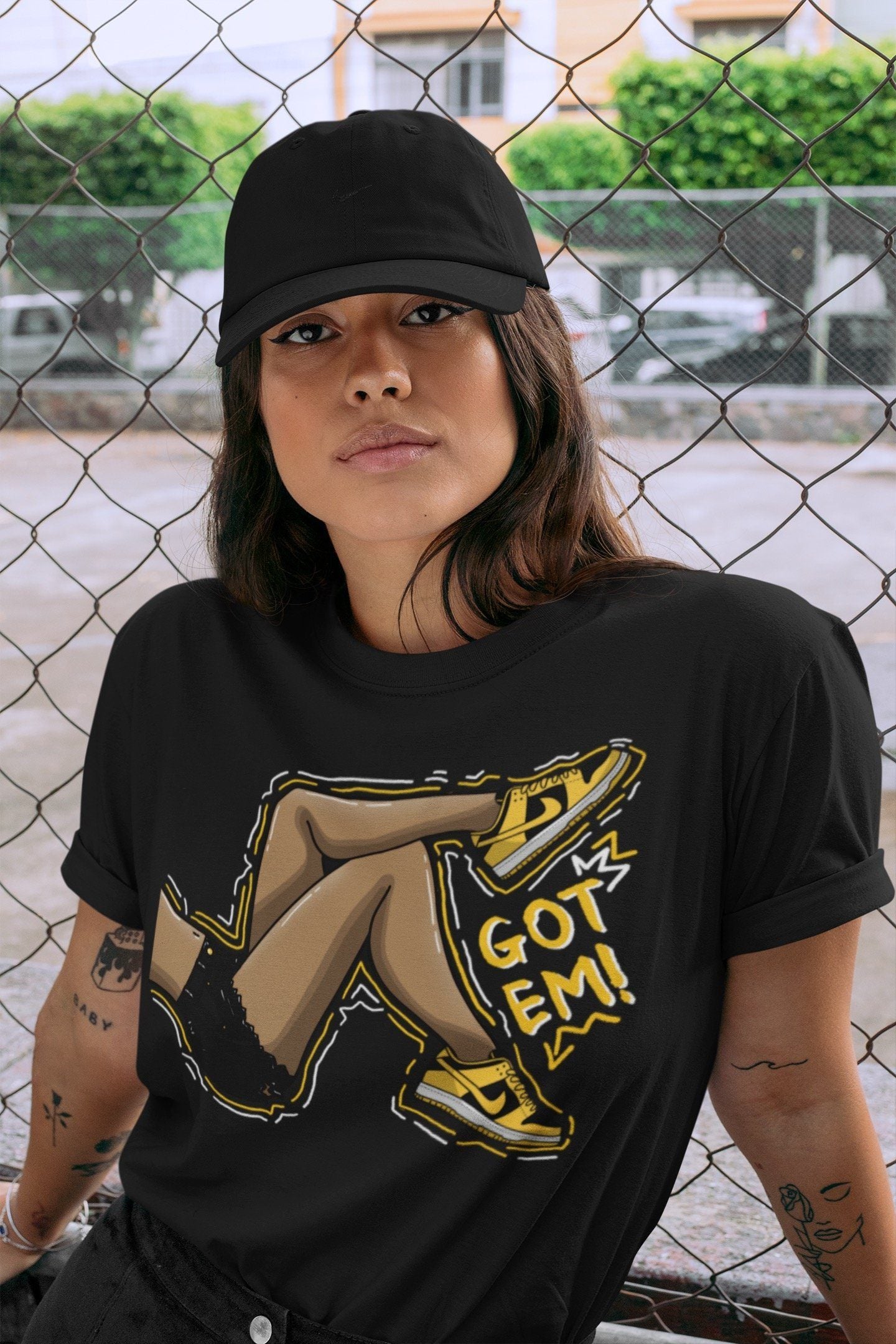 Dunk Championship Goldenrod Sneaker Match Tees Got Em Legs Sneaker Tees Dunk Championship Goldenrod Jordan to match sneaker T-Shirt Crew Neck Shirts