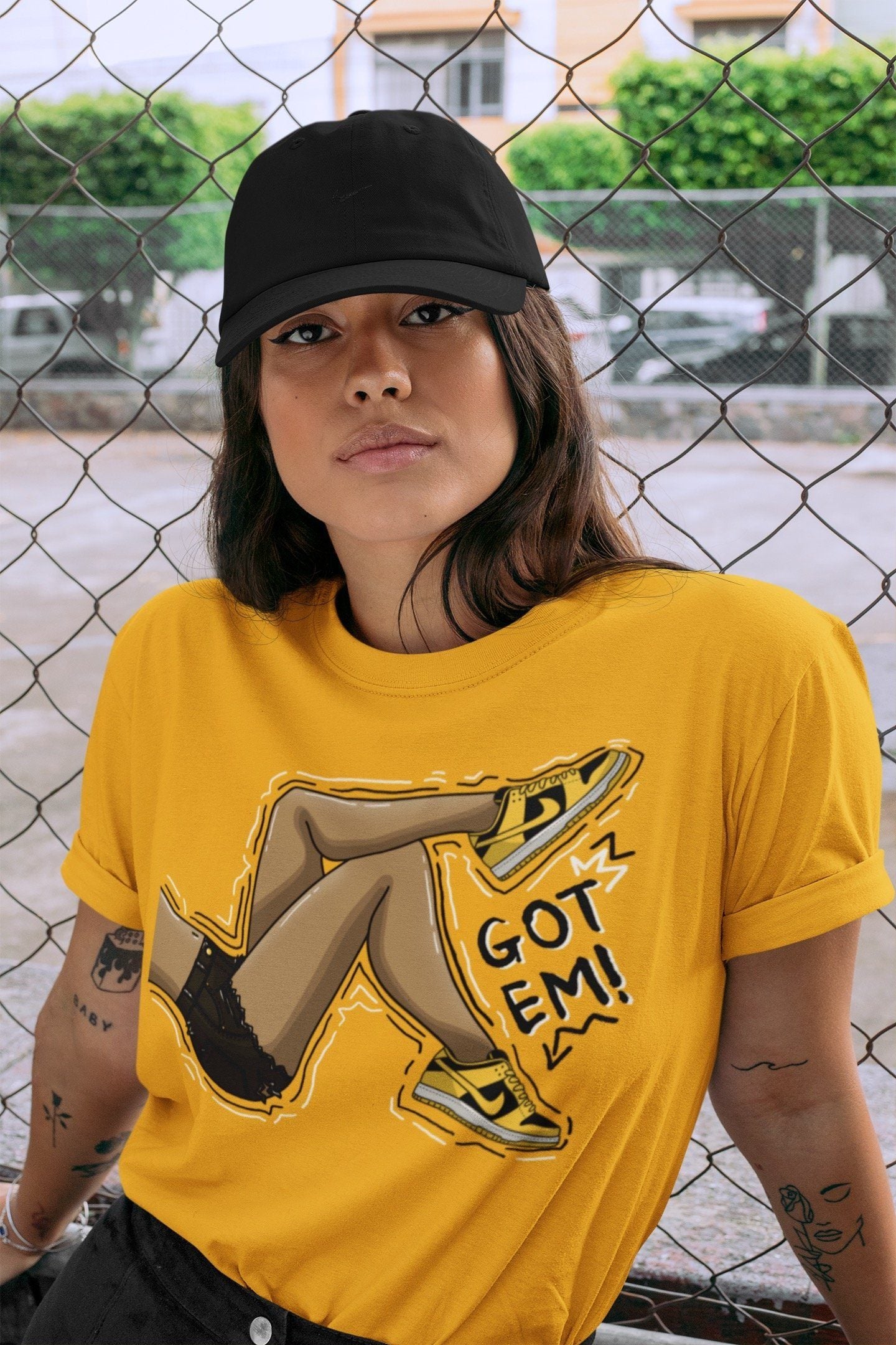 Dunk Championship Goldenrod Sneaker Match Tees Got Em Legs Sneaker Tees Dunk Championship Goldenrod Jordan to match sneaker T-Shirt Crew Neck Shirts