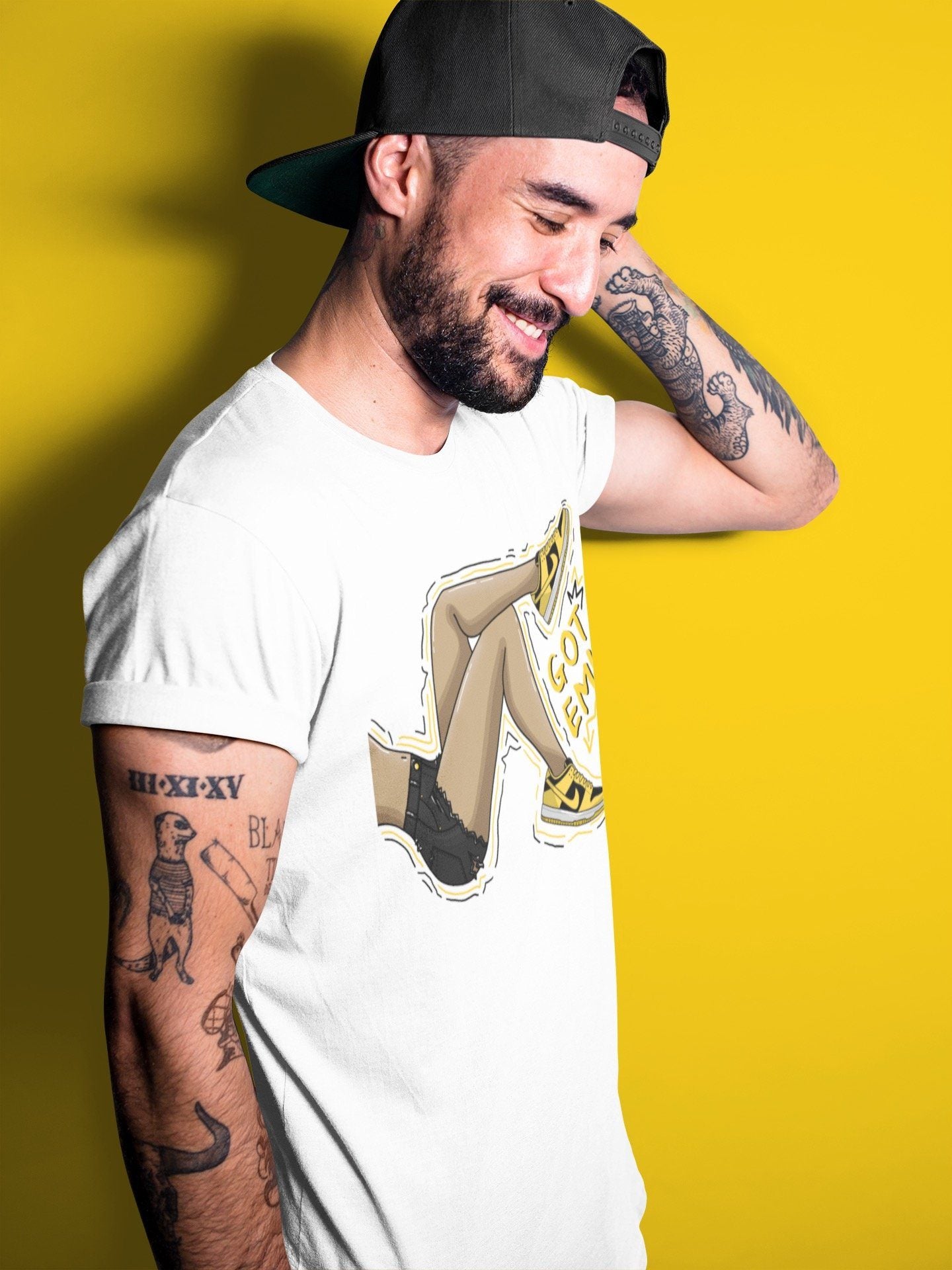 Dunk Championship Goldenrod Sneaker Match Tees Got Em Legs Sneaker Tees Dunk Championship Goldenrod Jordan to match sneaker T-Shirt Crew Neck Shirts