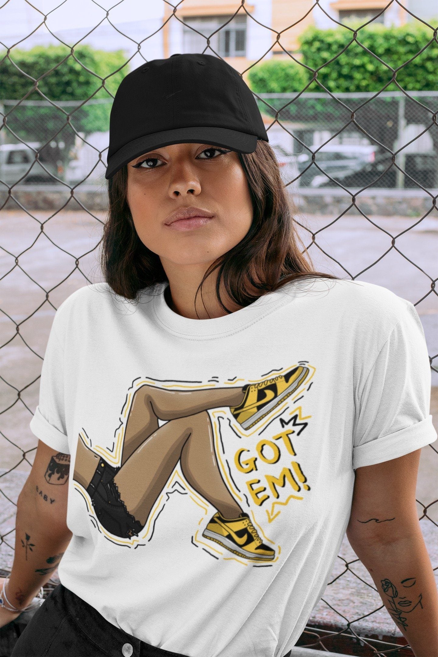 Dunk Championship Goldenrod Sneaker Match Tees Got Em Legs Sneaker Tees Dunk Championship Goldenrod Jordan to match sneaker T-Shirt Crew Neck Shirts