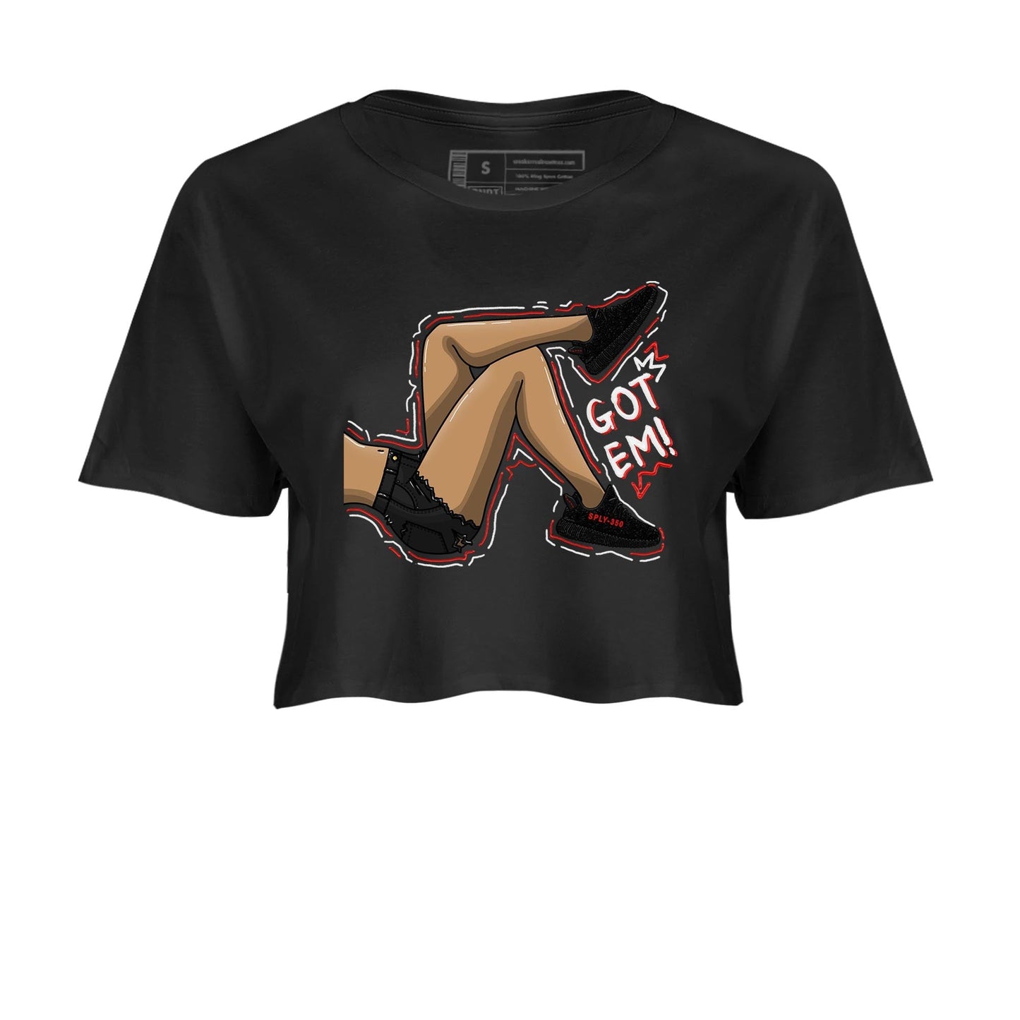 Yeezy 350 Bred shirt to match jordans Got Em Legs Streetwear Sneaker Shirt Yeezy Boost 350 V2 Bred Drip Gear Zone Sneaker Matching Clothing Black 2 Crop T-Shirt