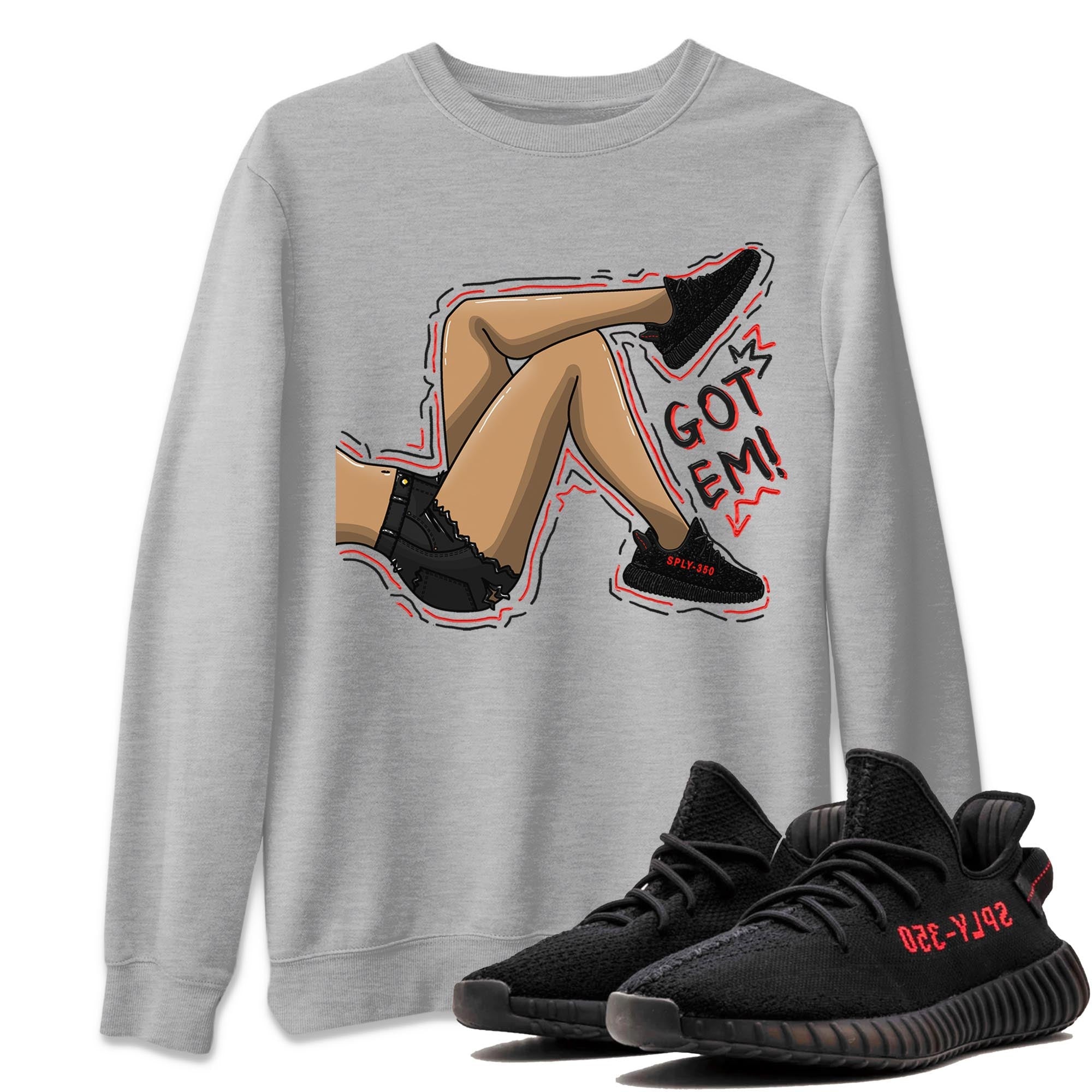 Yeezy 350 Bred shirt to match jordans Got Em Legs Streetwear Sneaker Shirt Yeezy Boost 350 V2 Bred Drip Gear Zone Sneaker Matching Clothing Unisex Heather Grey 1 T-Shirt