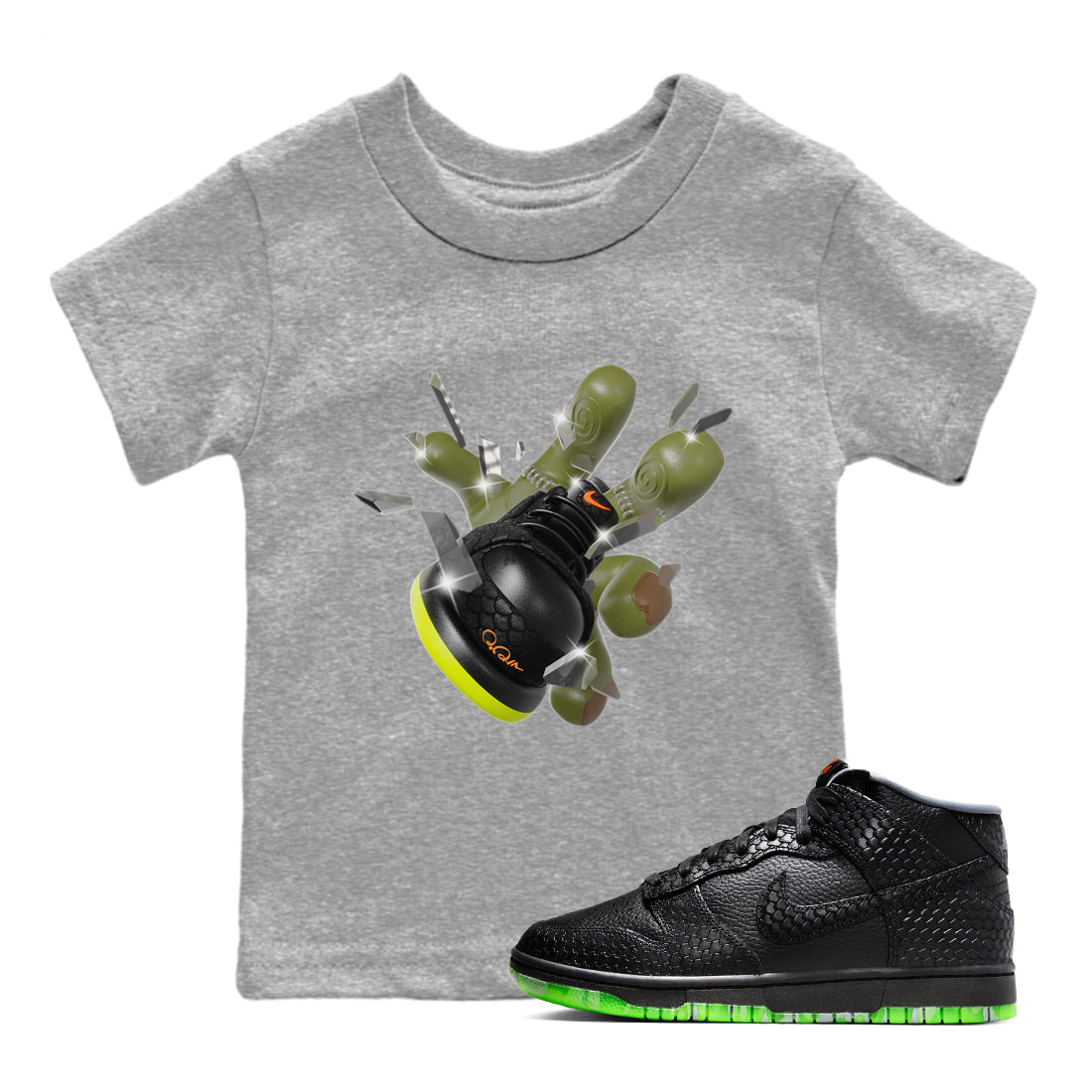 Dunk Halloween shirt to match jordans Got Em Zombie sneaker tees halloween horror nights Nike Dunk Halloween Drip Gear Zone Baby Toddler Heather Grey 1 T-Shirt