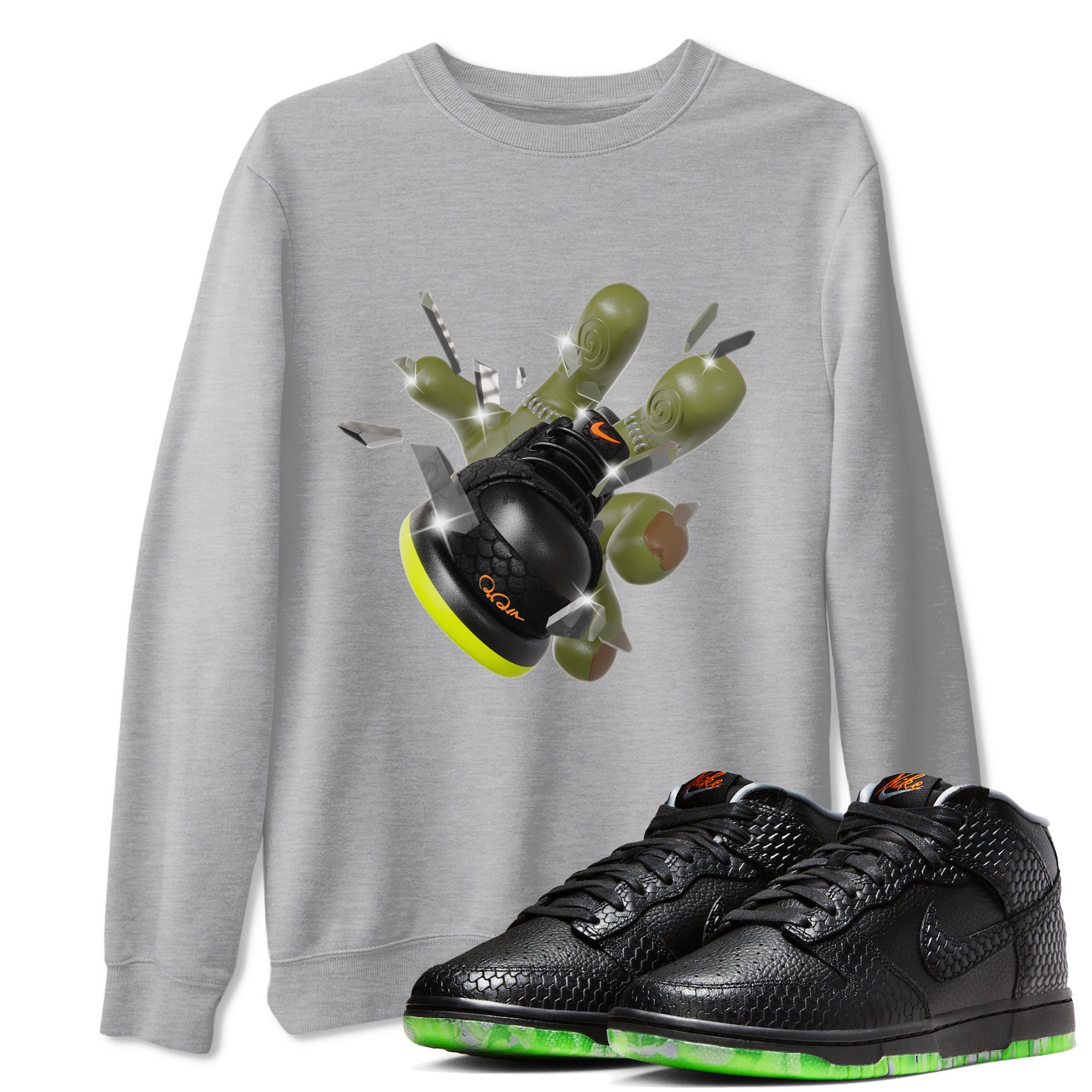 Dunk Halloween shirt to match jordans Got Em Zombie sneaker tees halloween horror nights Nike Dunk Halloween Drip Gear Zone Unisex Crew Neck Tee Heather Grey 1 T-Shirt