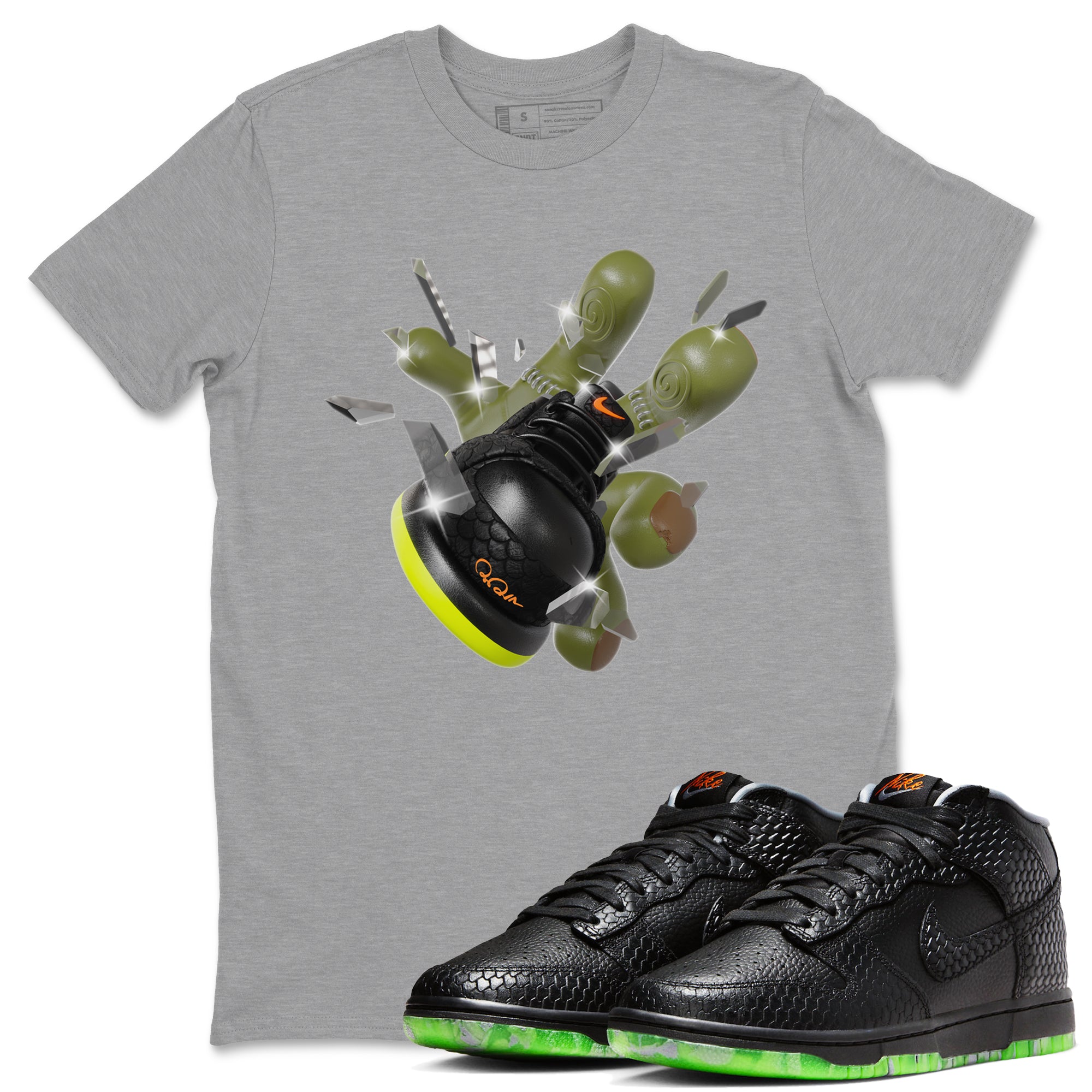Dunk Halloween shirt to match jordans Got Em Zombie sneaker tees halloween horror nights Nike Dunk Halloween Drip Gear Zone Unisex Crew Neck Tee Heather Grey 1 T-Shirt