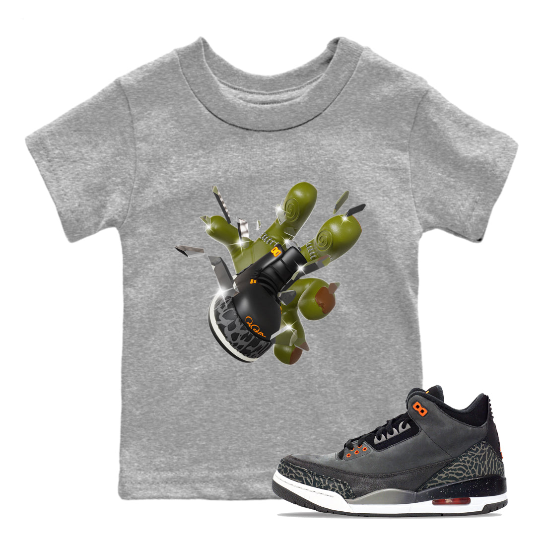 Air Jordan 3 Fear shirt to match jordans Got Em Zombie Hand sneaker tees halloween dress AJ3 Fear Drip Gear Zone Baby Toddler Heather Grey 1 T-Shirt