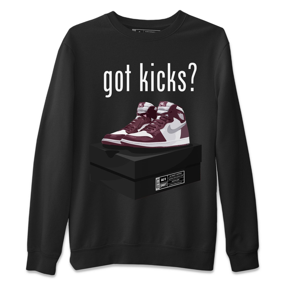 Jordan 1 Bordeaux Sneaker Matching T-Shirt Got Kicks Sneaker Tees Jordan 1 Bordeaux Sneaker Release Tees Crew Neck Tees
