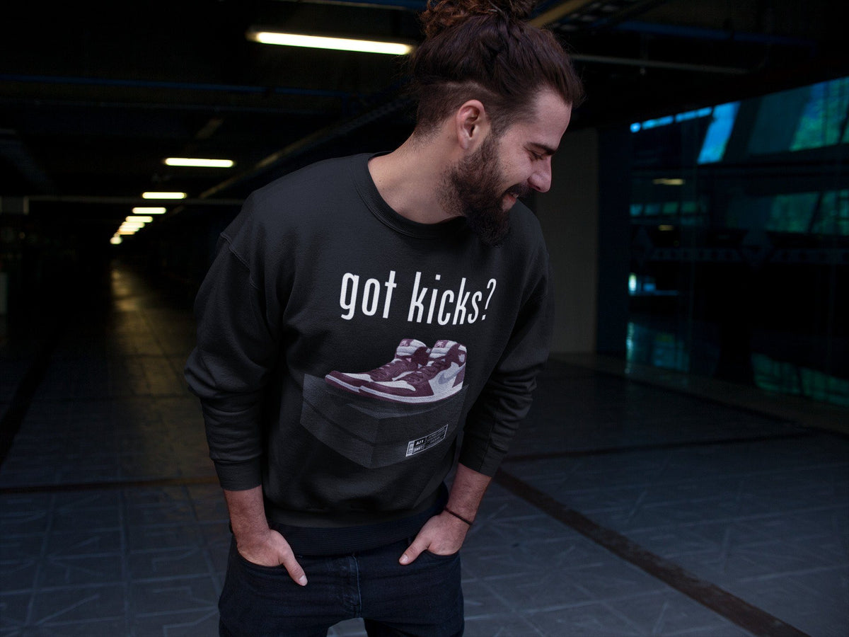 Jordan 1 Bordeaux Sneaker Matching T-Shirt Got Kicks Sneaker Tees Jordan 1 Bordeaux Sneaker Release Tees Crew Neck Tees