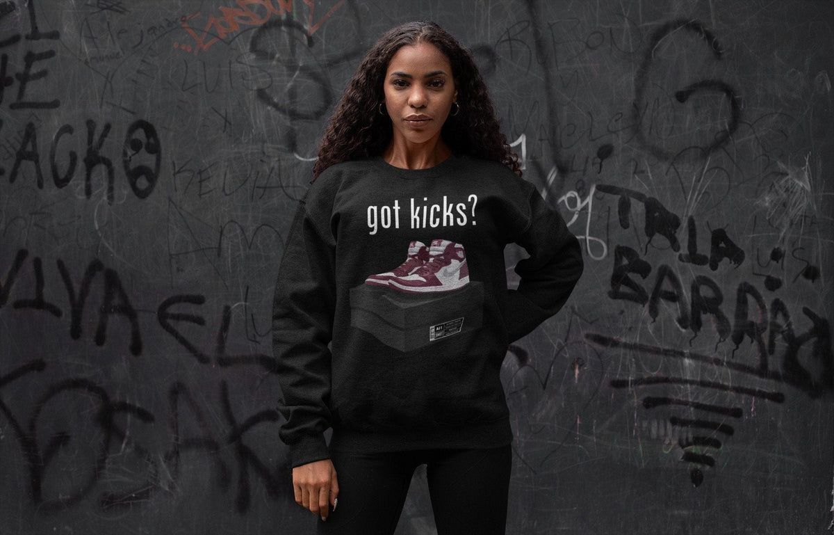 Jordan 1 Bordeaux Sneaker Matching T-Shirt Got Kicks Sneaker Tees Jordan 1 Bordeaux Sneaker Release Tees Crew Neck Tees