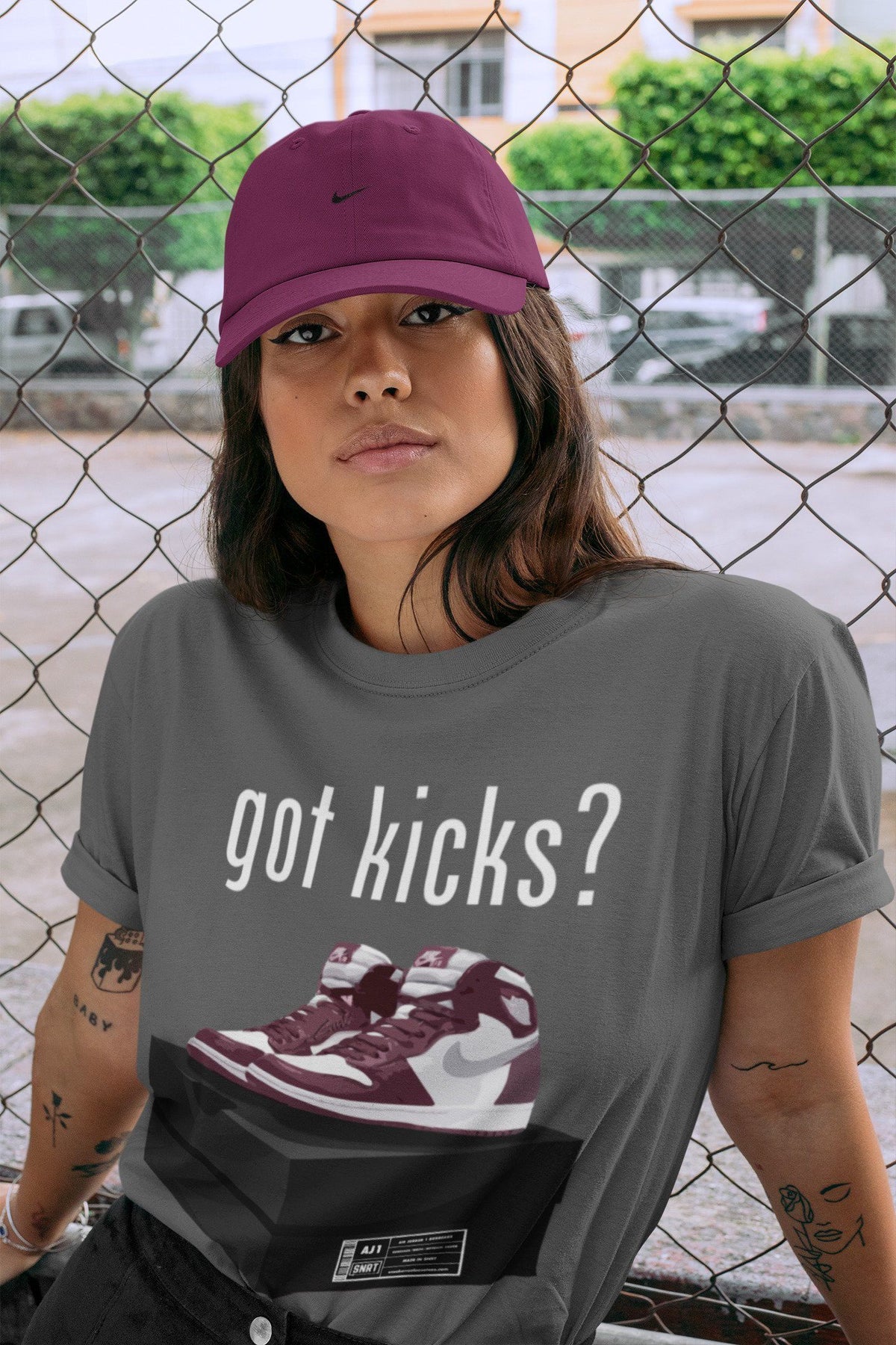 Jordan 1 Bordeaux Sneaker Matching T-Shirt Got Kicks Sneaker Tees Jordan 1 Bordeaux Sneaker Release Tees Crew Neck Tees