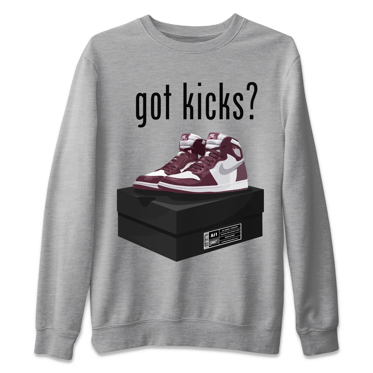 Jordan 1 Bordeaux Sneaker Matching T-Shirt Got Kicks Sneaker Tees Jordan 1 Bordeaux Sneaker Release Tees Crew Neck Tees