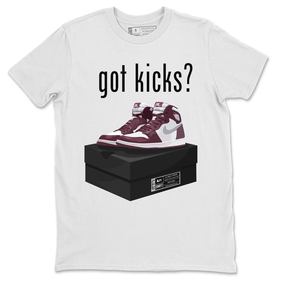 Jordan 1 Bordeaux Sneaker Matching T-Shirt Got Kicks Sneaker Tees Jordan 1 Bordeaux Sneaker Release Tees Crew Neck Tees