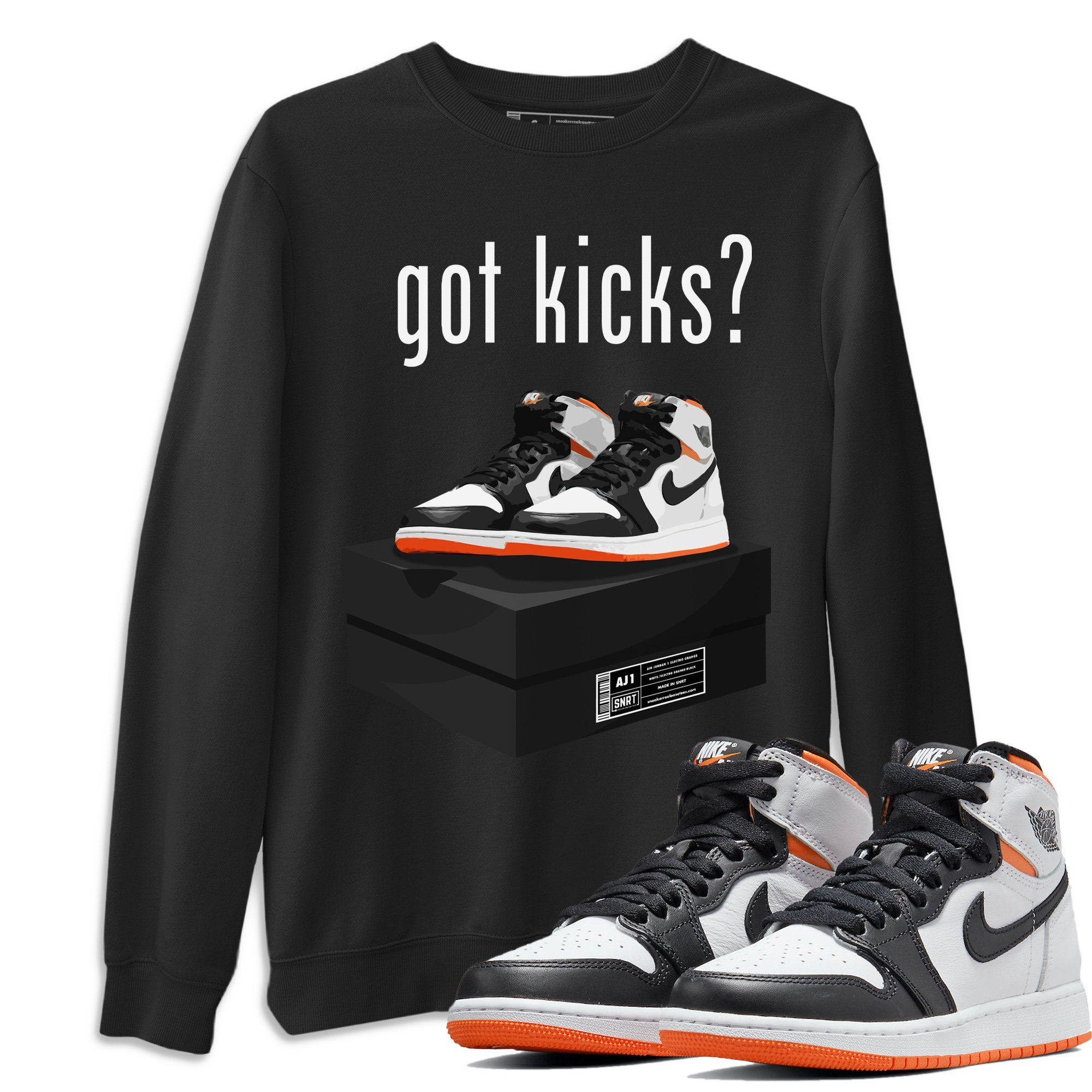 Jordan 1 Electro Orange Sneaker Matching T-Shirt Got Kicks Sneaker Tees Jordan 1 Electro Orange Sneaker Release Tees Crew Neck Tees