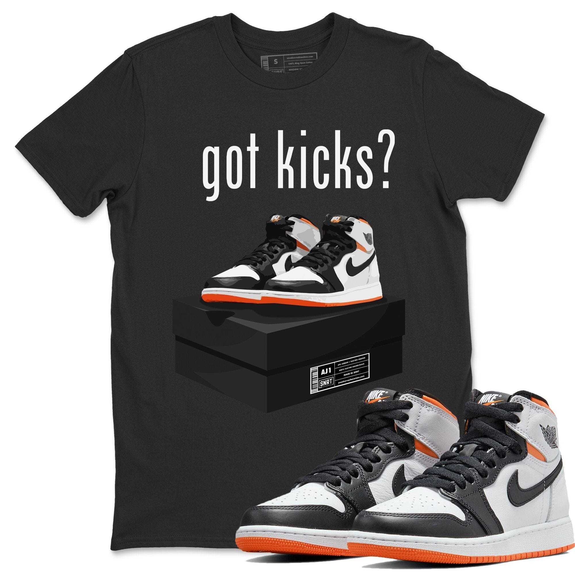 Jordan 1 Electro Orange Sneaker Matching T-Shirt Got Kicks Sneaker Tees Jordan 1 Electro Orange Sneaker Release Tees Crew Neck Tees